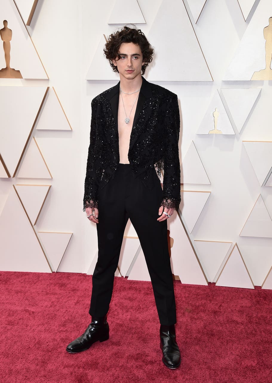Timothee Chalamet goes shirtless on the Oscars red carpet Bournemouth
