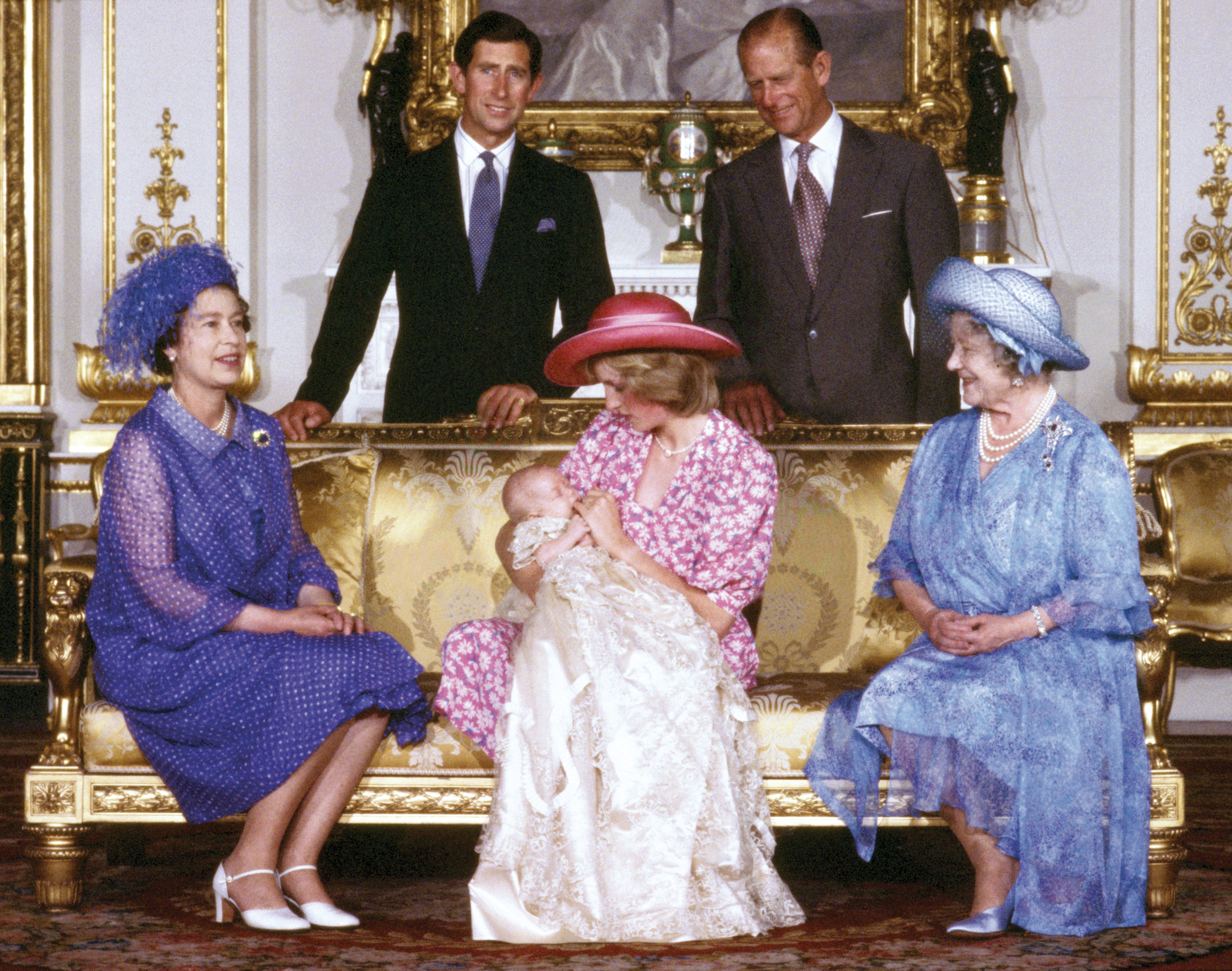 The Royal family at Buckingham Palace, London, on the day of Prince William's christening