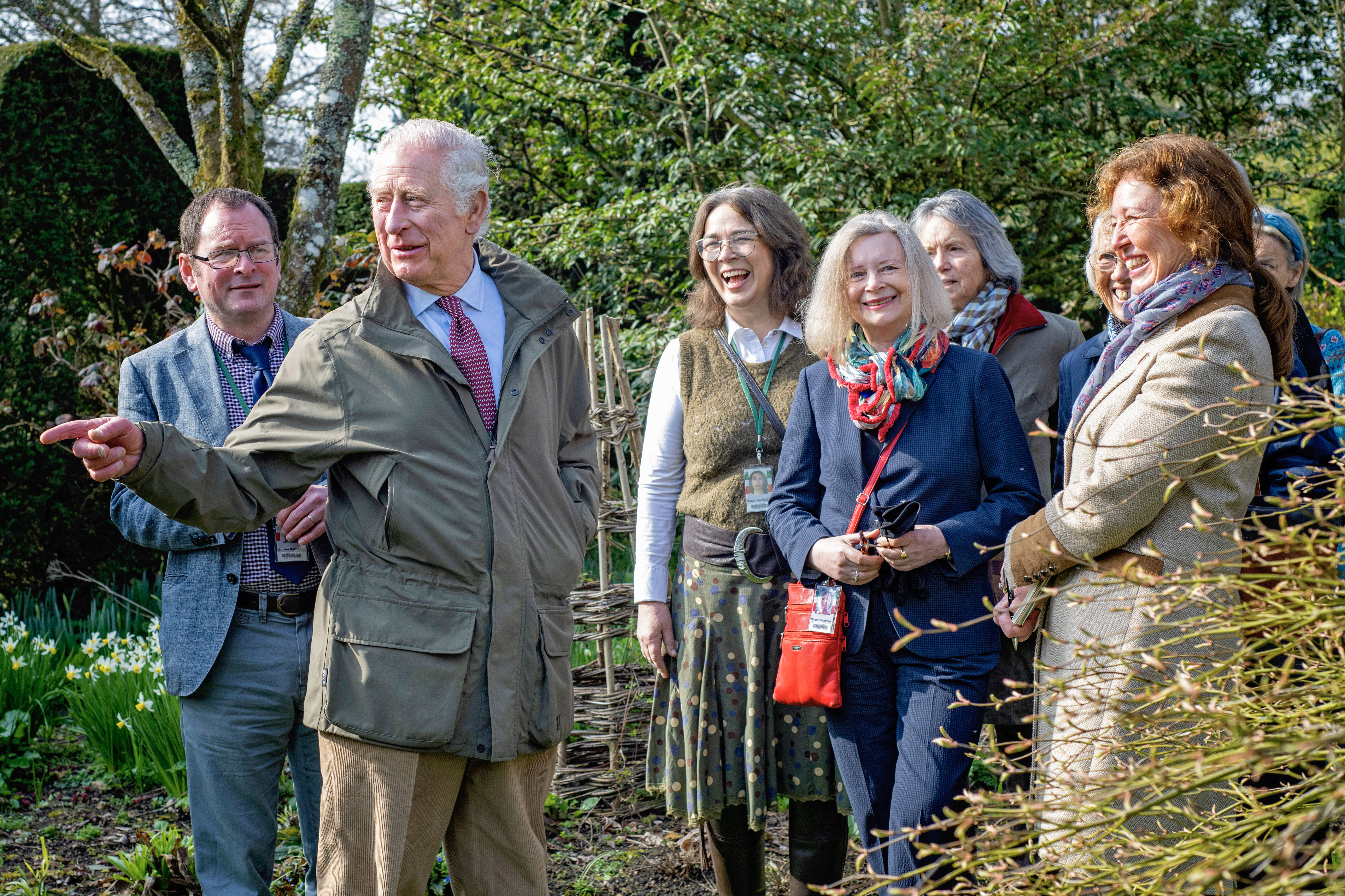 The Prince of Wales leads tour guides on his annual walk around Highgrove Gardens in Gloucestershire (Leanne Punshon)