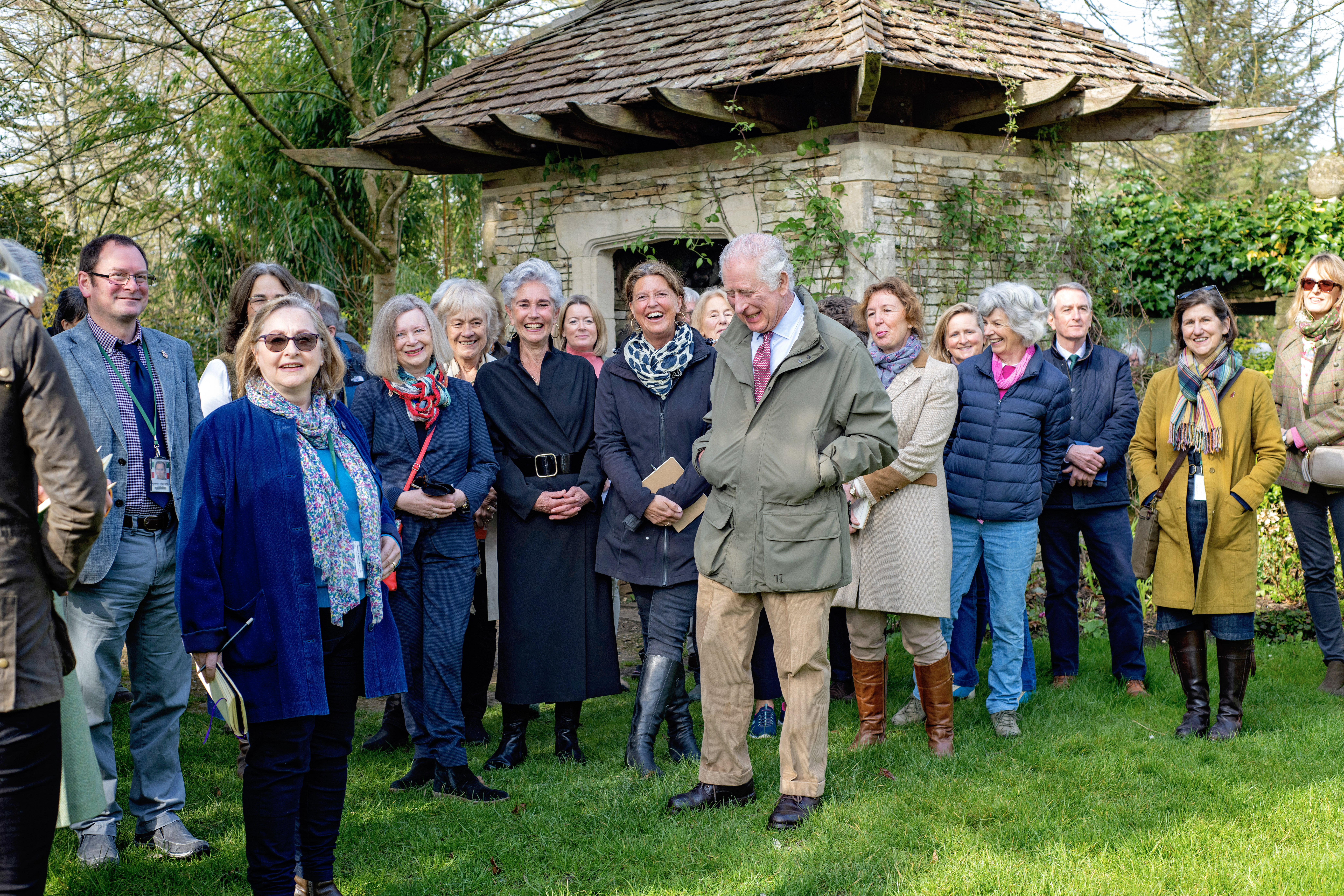 The Prince of Wales leads tour guides on his annual walk around Highgrove Gardens in Gloucestershire (Leanne Punshon)