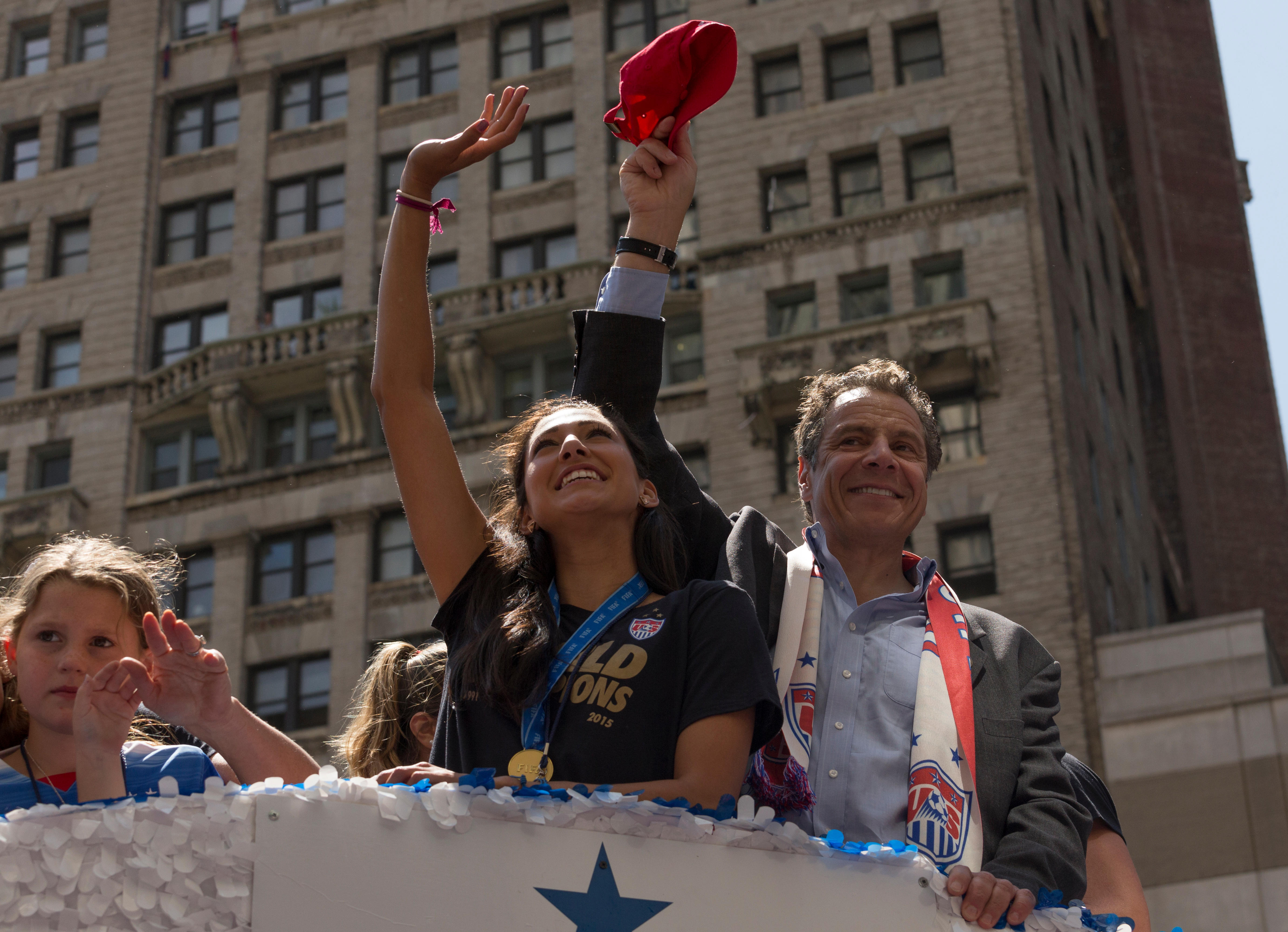 Hope Solo at a parade in New York in 2015 to mark the USA's World Cup win