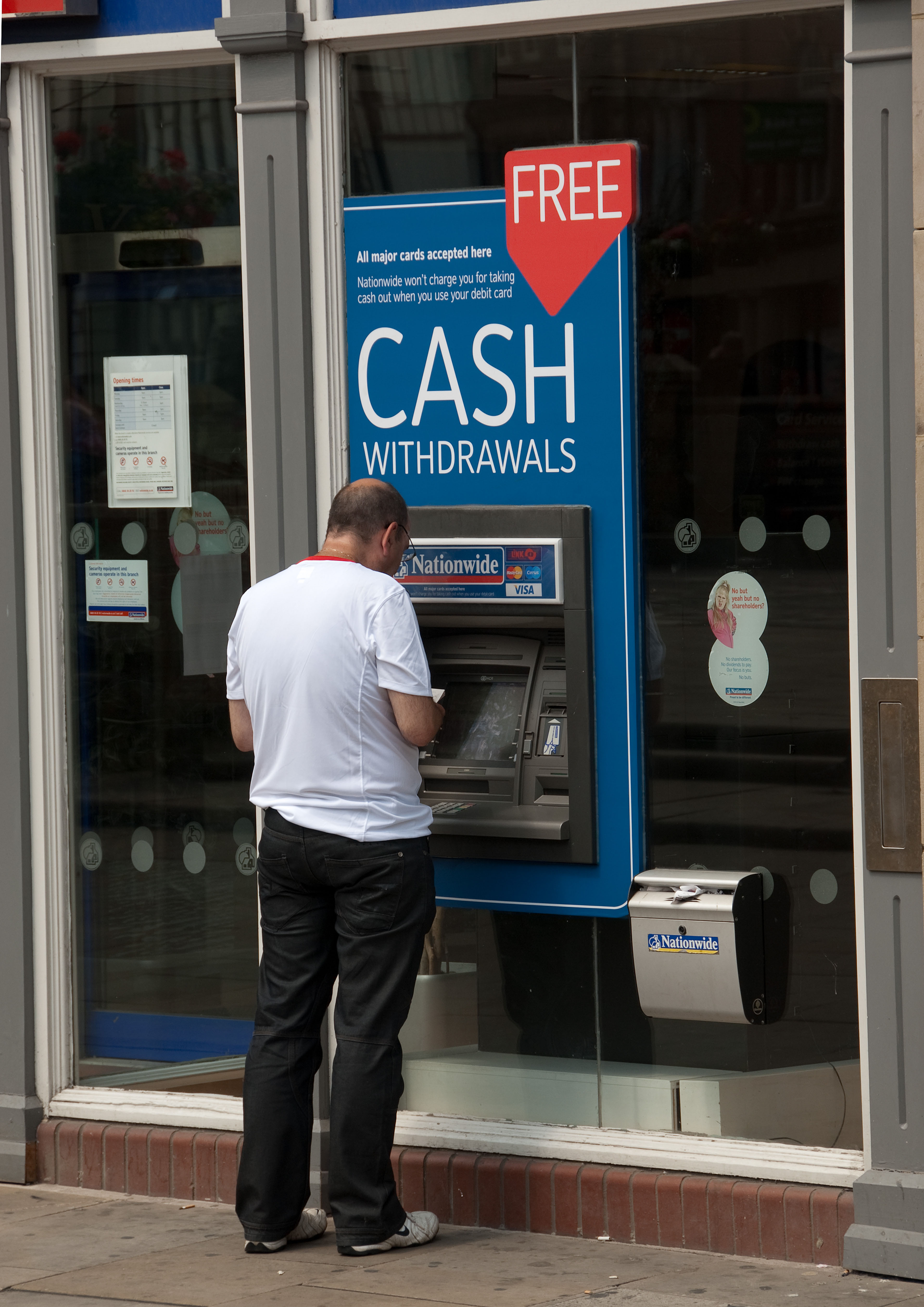 Man drawing cash from automatic telling machine