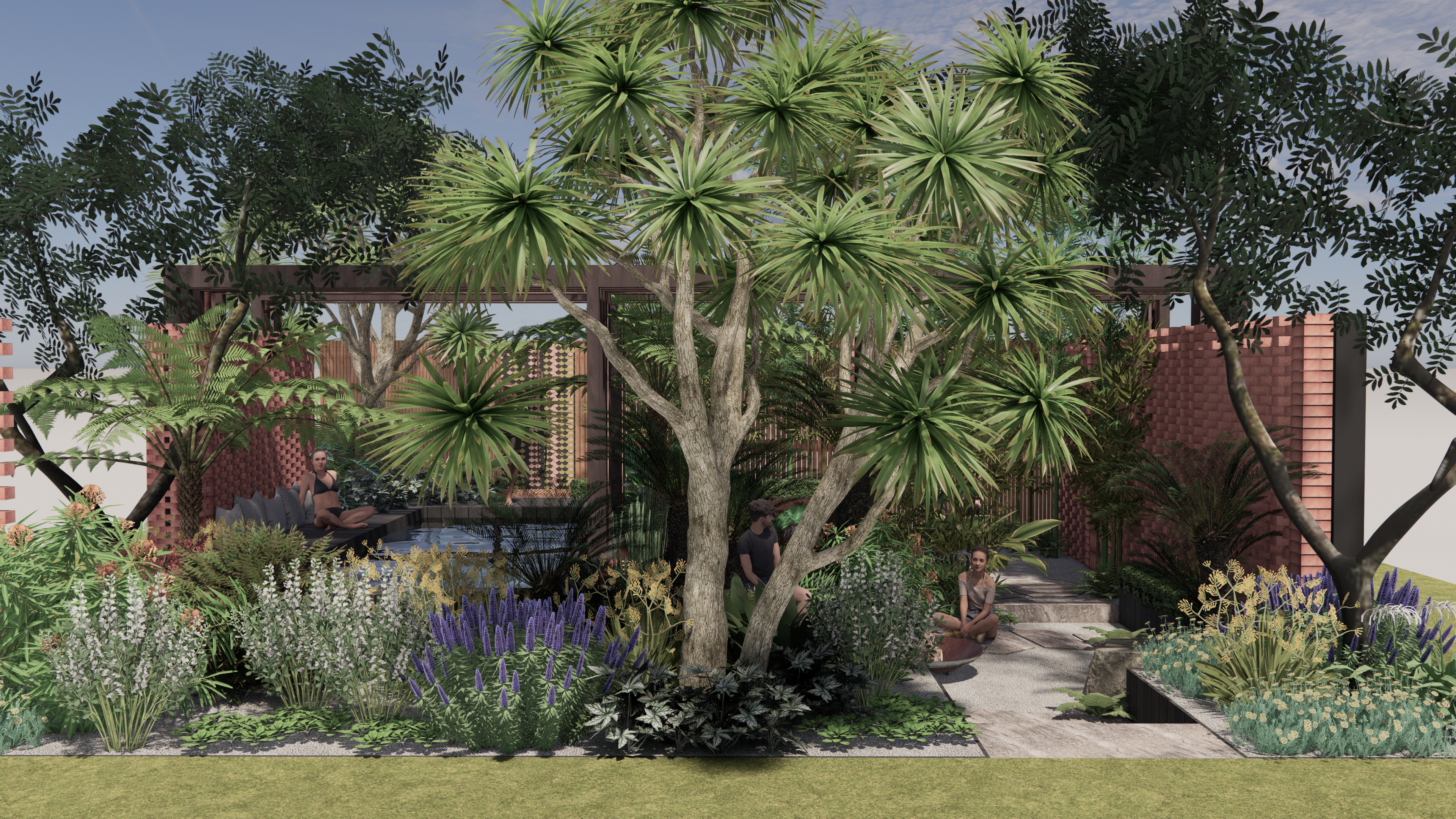 A CGI image of Kate Gould's forthcoming Chelsea garden (Enscape/PA)