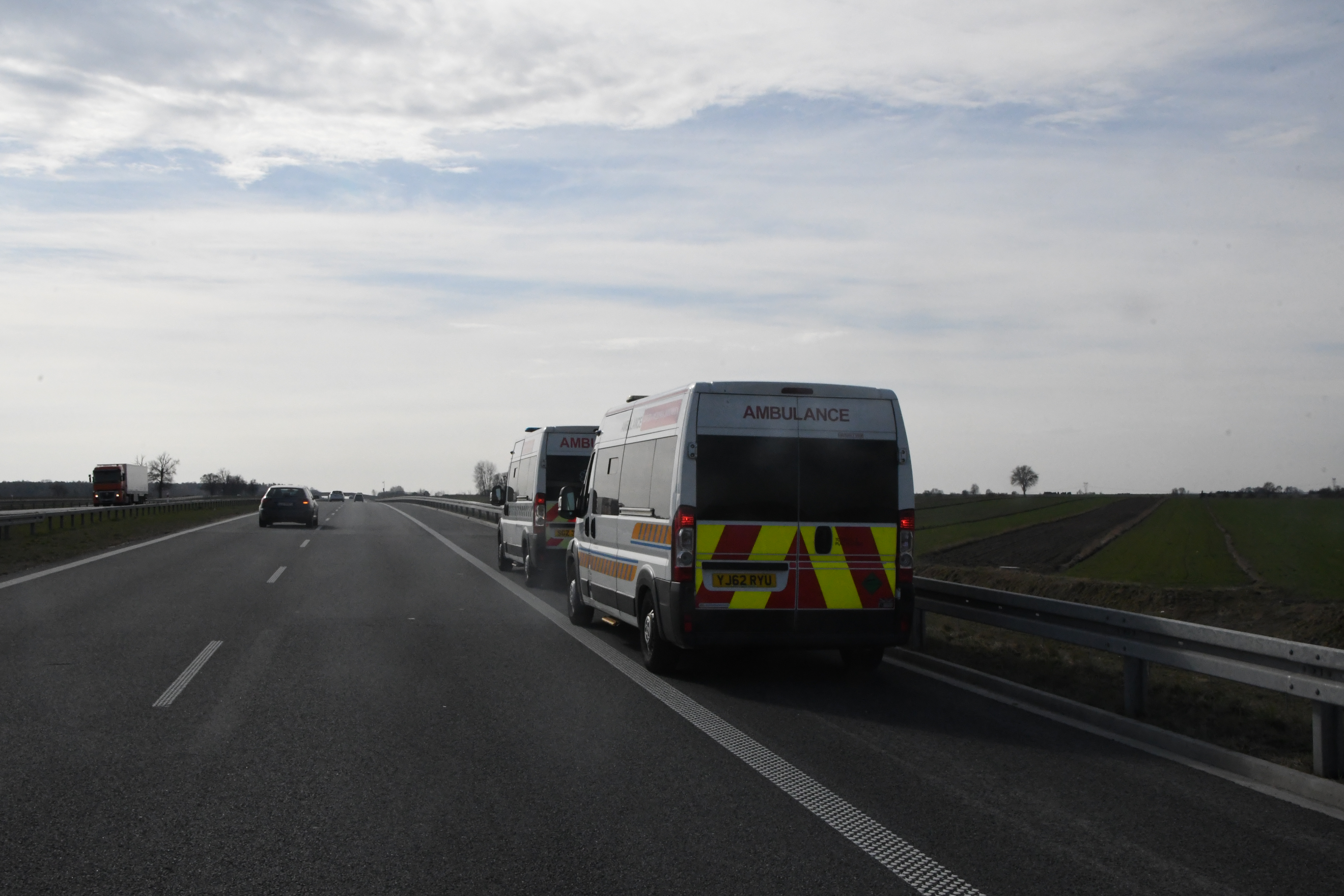 The two ambulances on the road