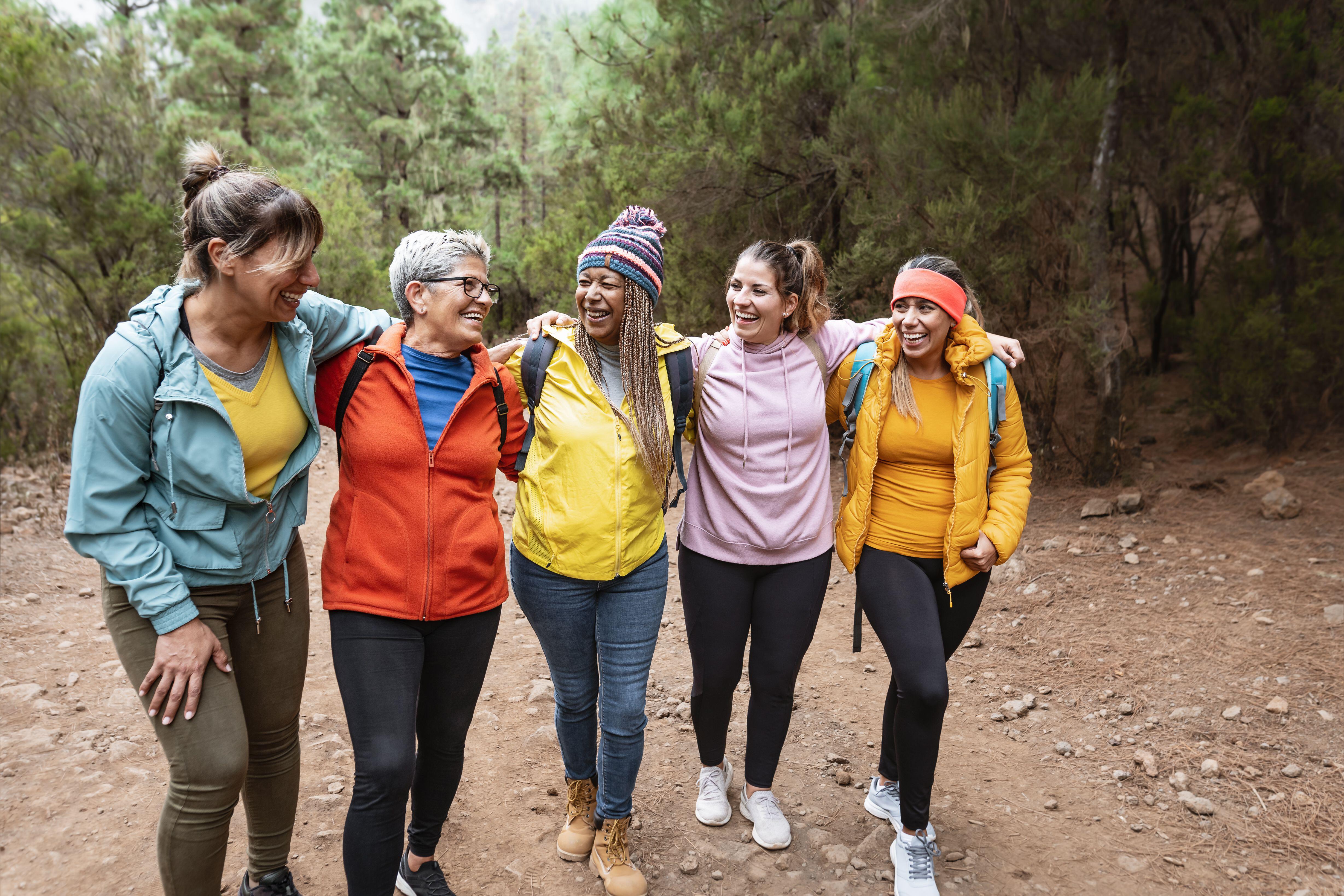 Group of female friends out for a walk 