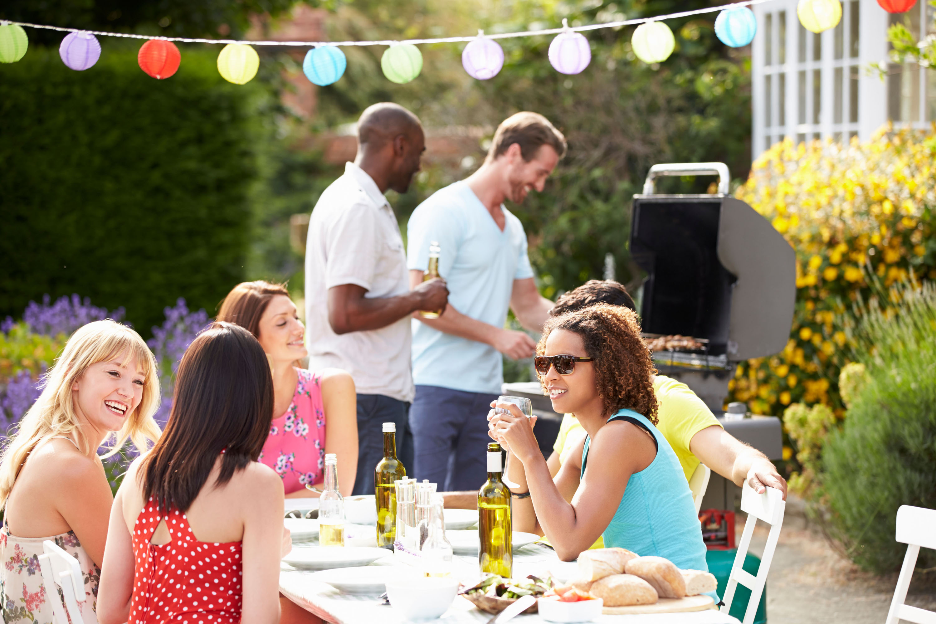 A group of friends at a barbeque.