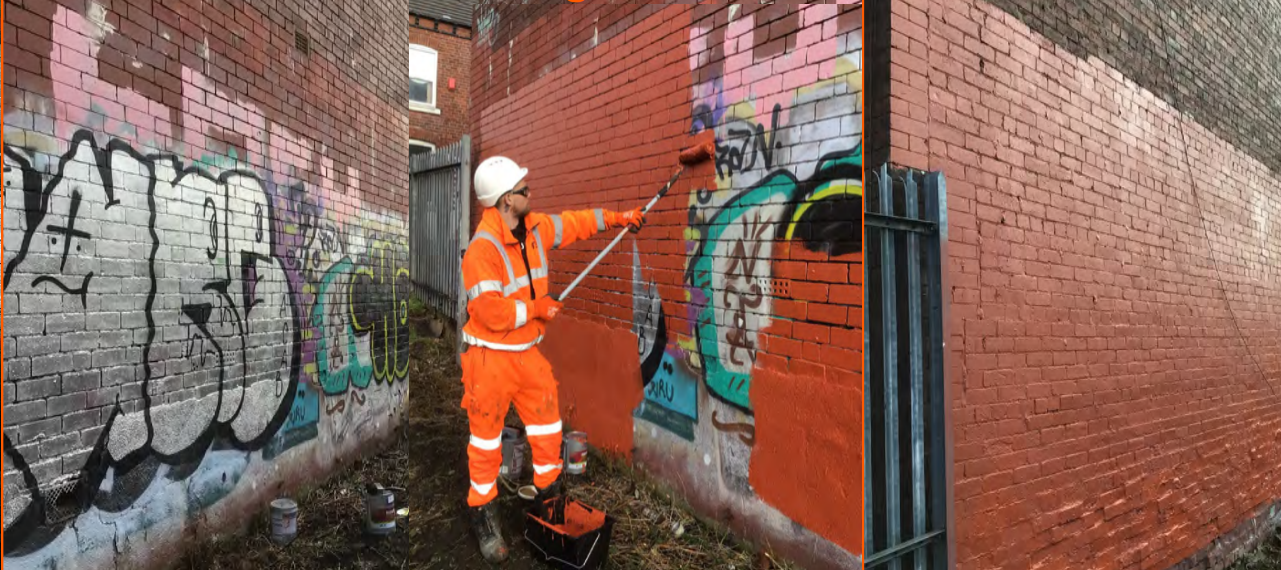 Graffiti being removed from Burley Park station in Leeds