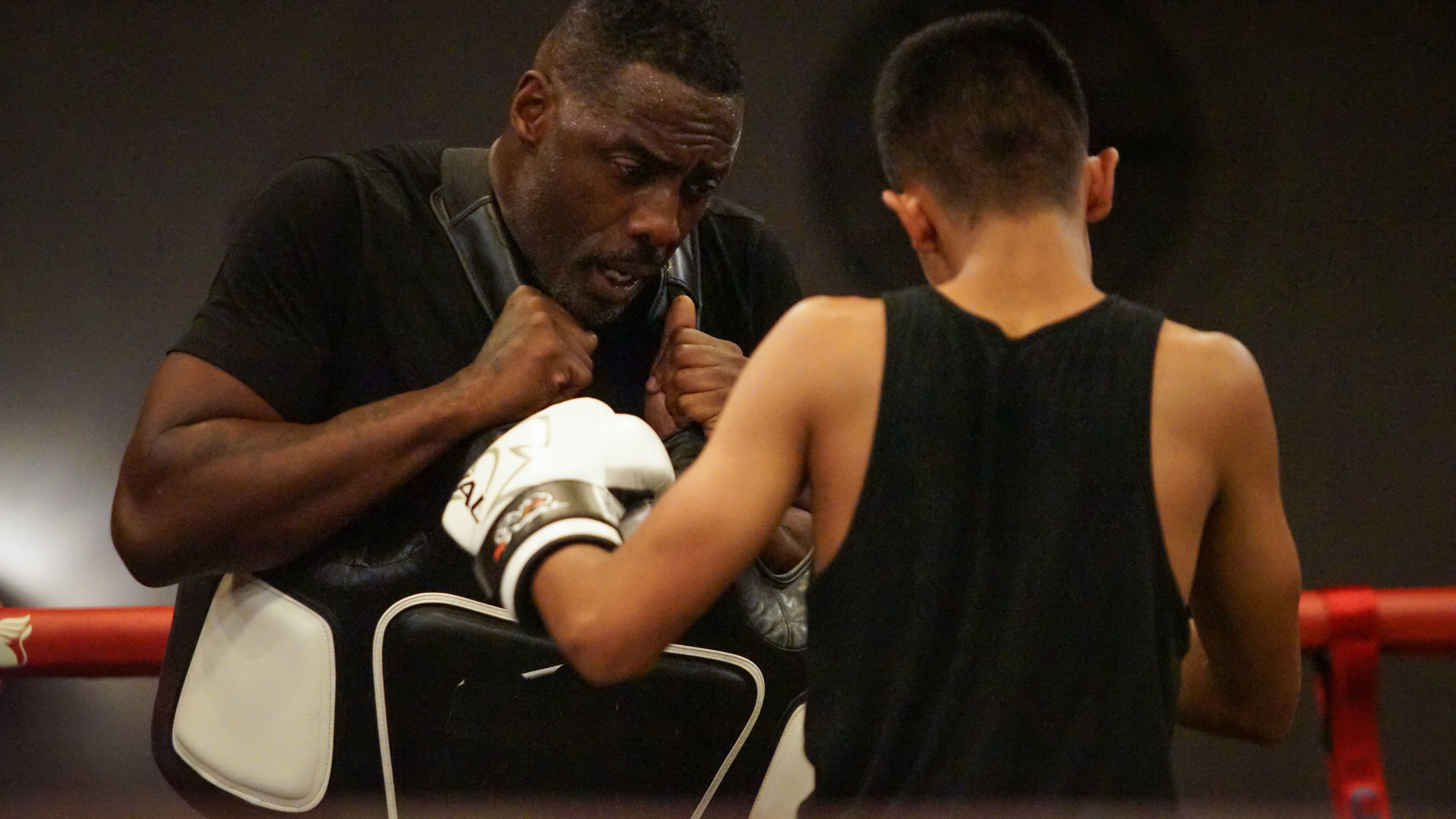 Idris Elba and Naeem from Idris Elba's Fight School 