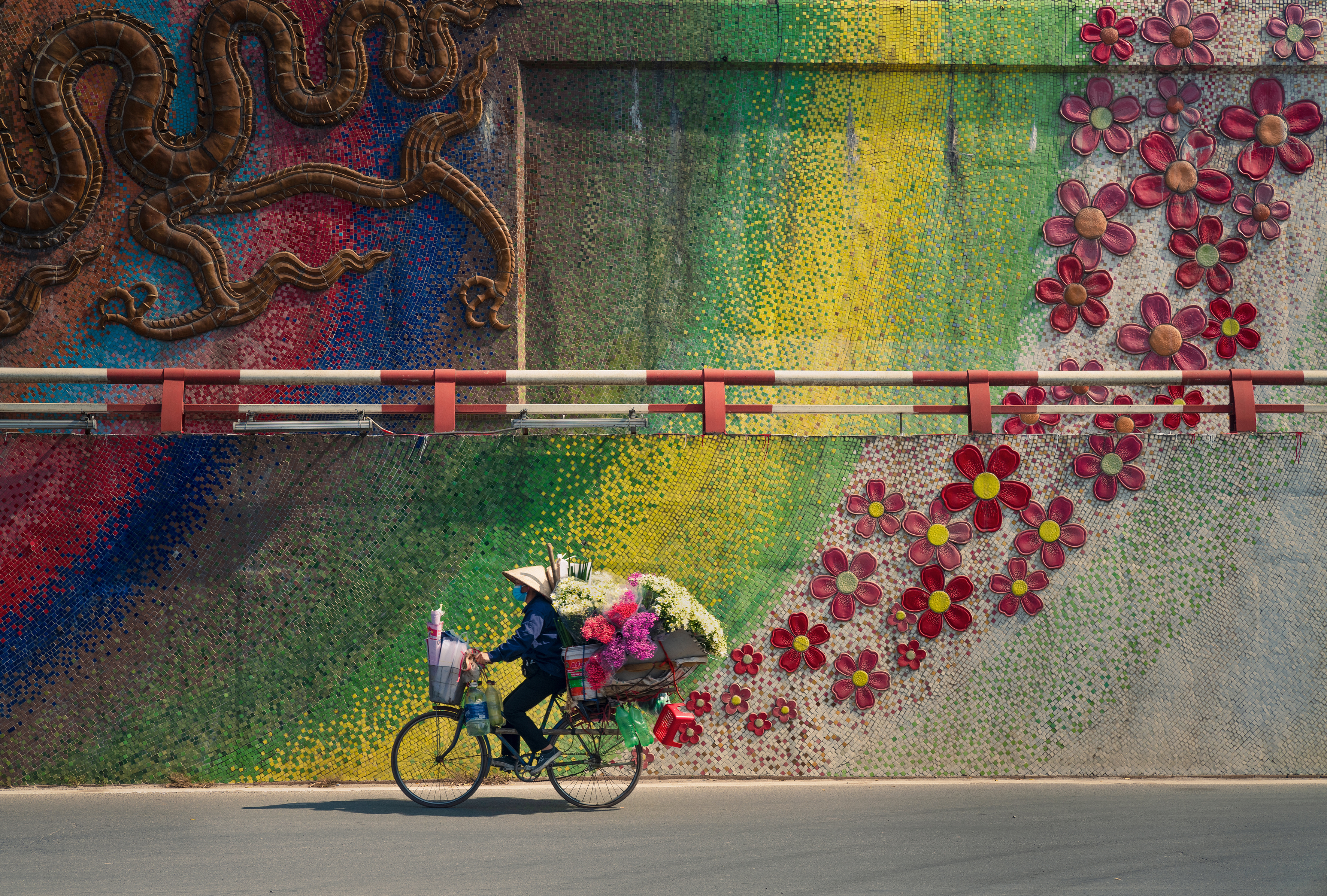 Bike on colourful Hanoi street