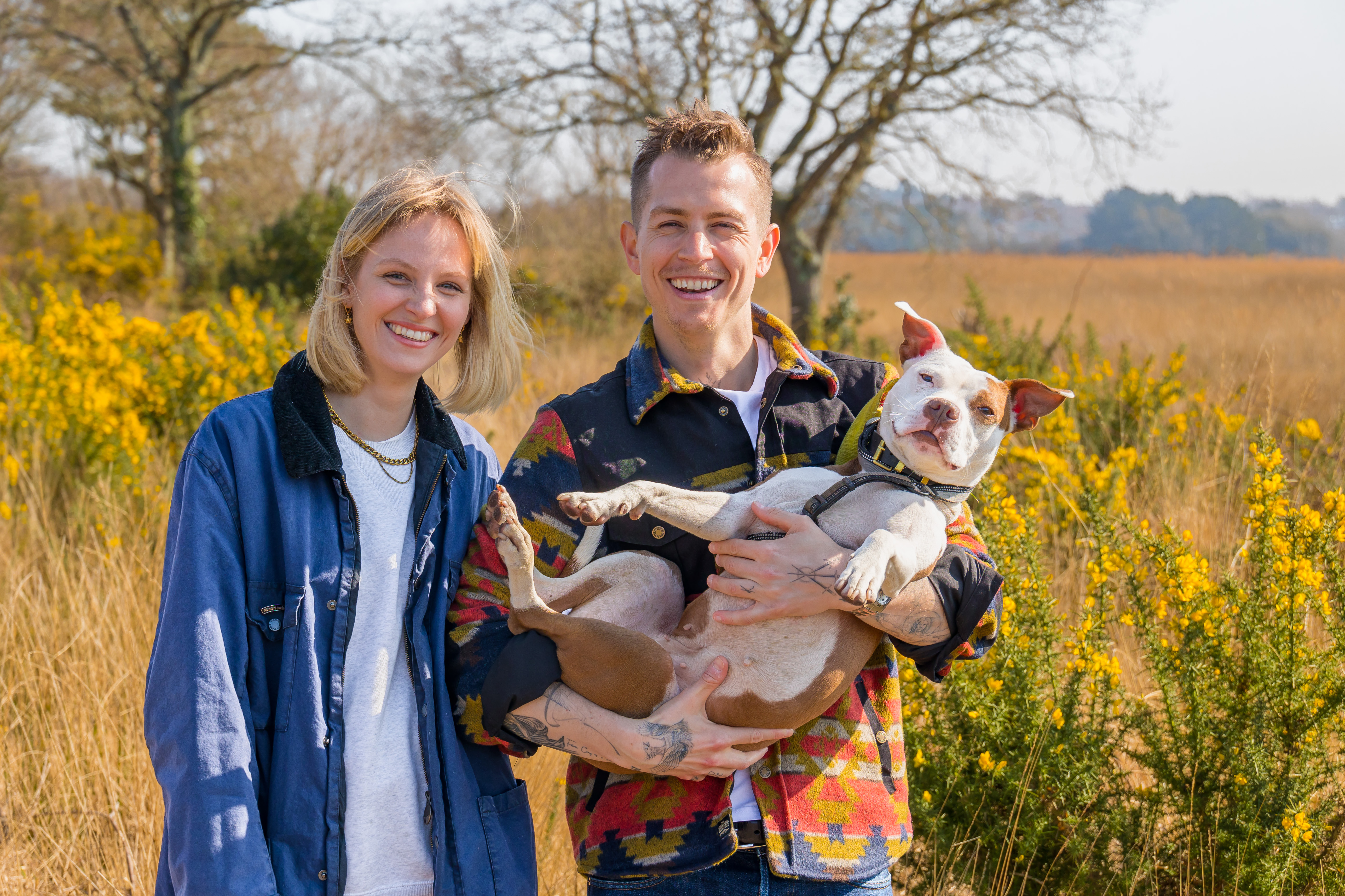 James Brittain-McVey and Kirstie Brittain-McVey with Moochie (The Wildlife Trusts/PA)