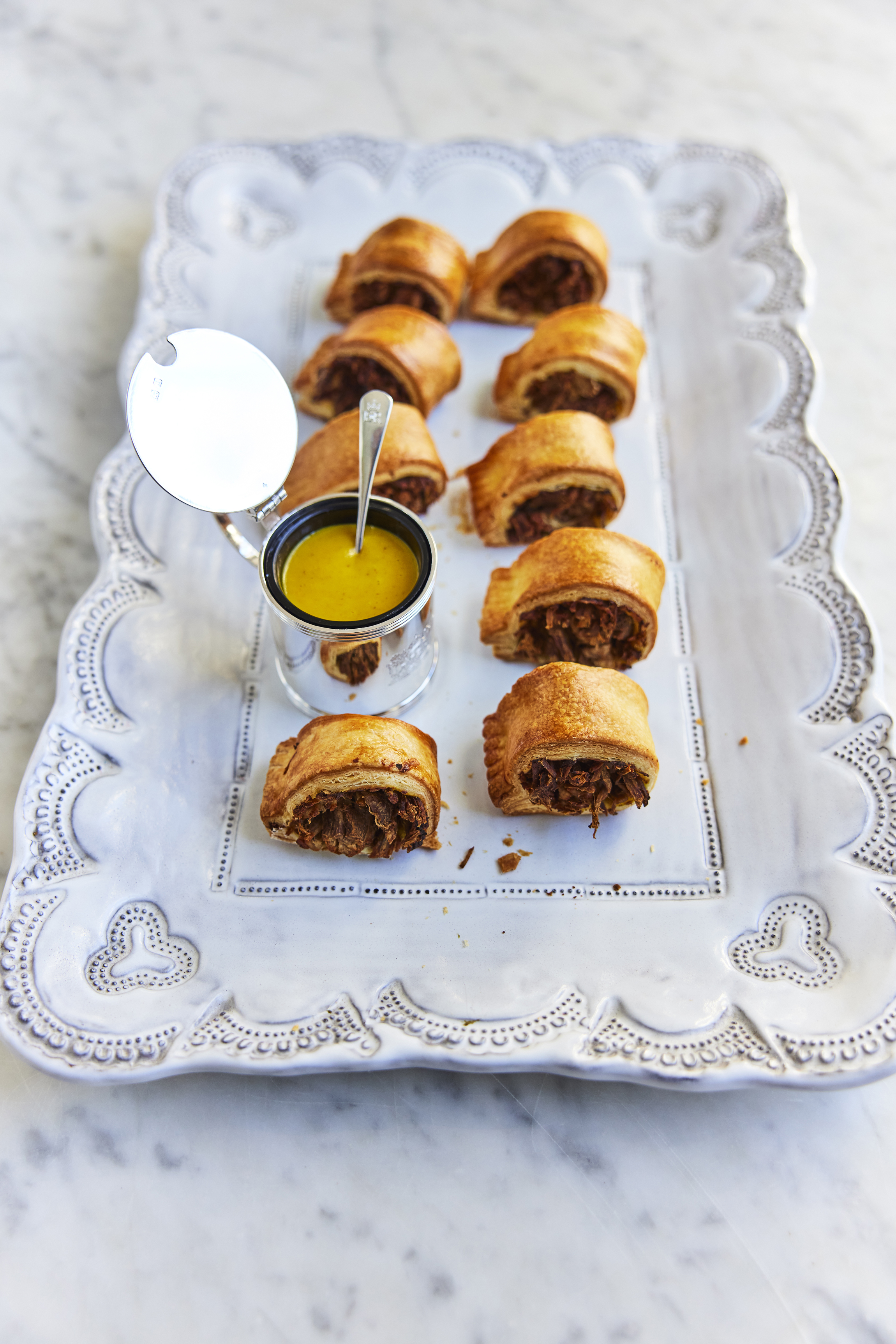 Seswaa and English mustard ‘sausage’ rolls from The Platinum Jubilee Cookbook