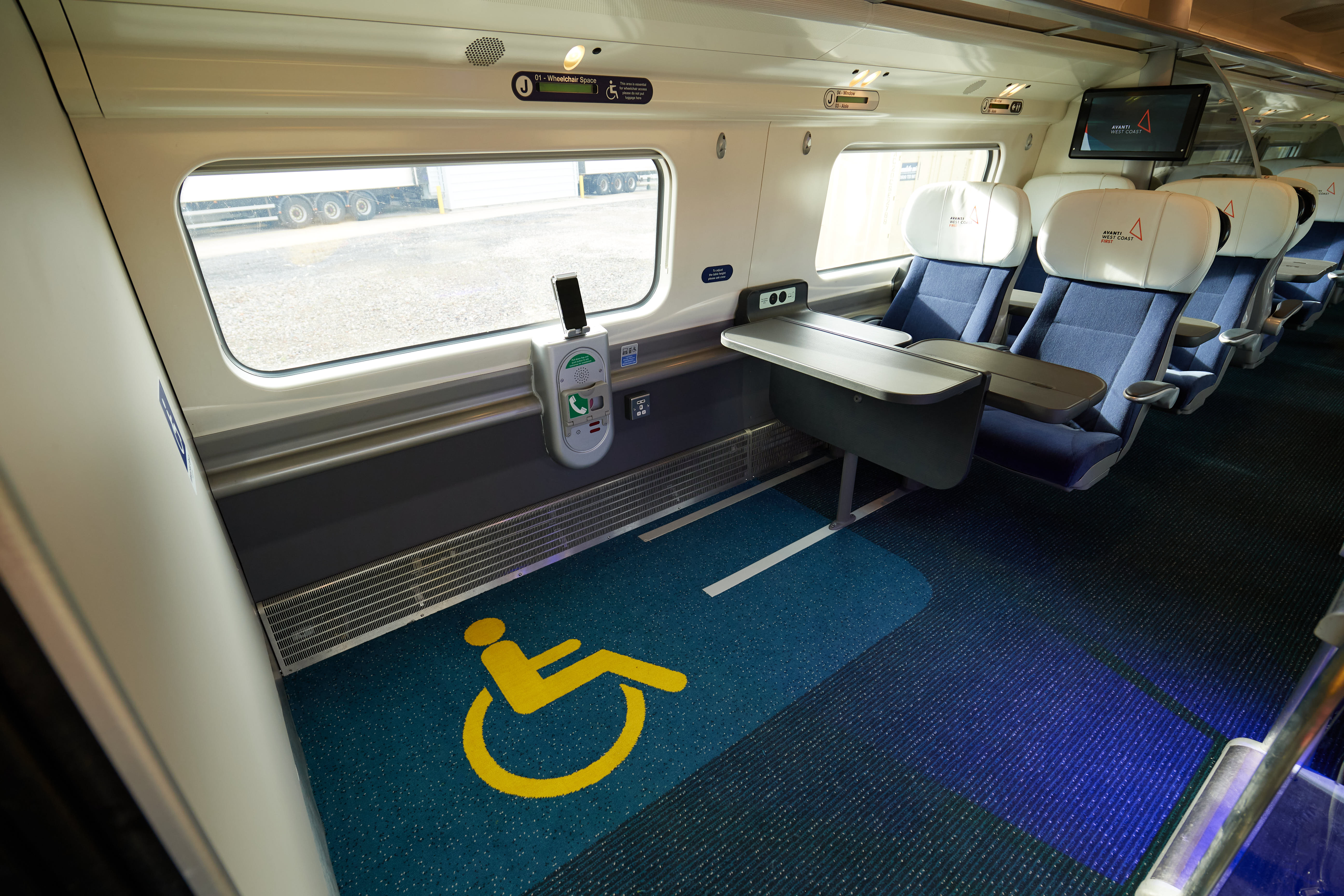 A wheel chair space on a Pendolino train