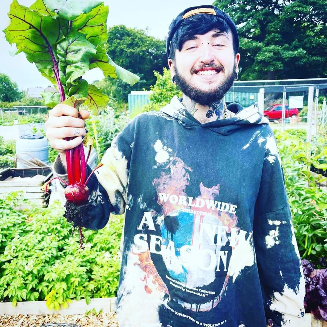Morgan Fevre with a beet he grew