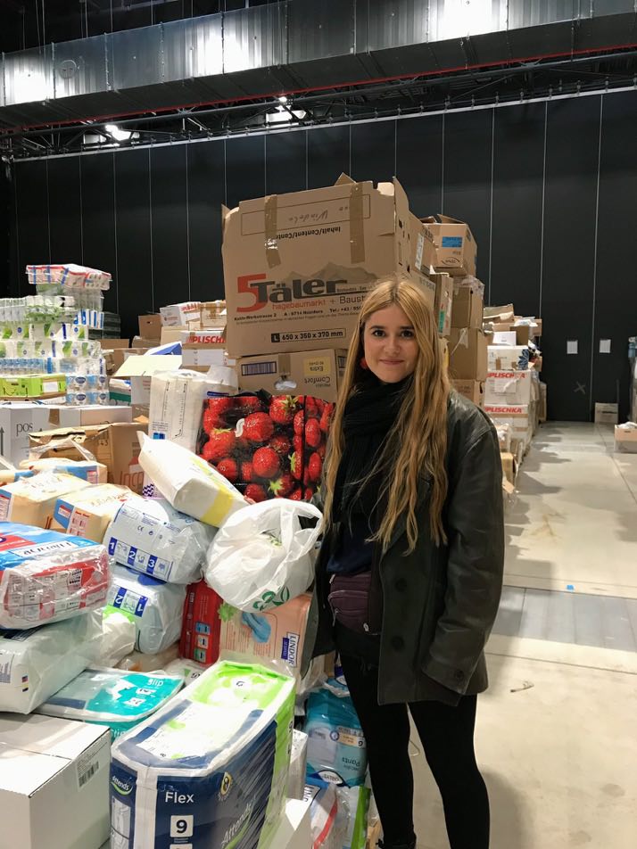 University of Bristol student Ella Lambert coordinating the distribution of sanitary products for Ukrainian women in Warsaw, Poland (Ella Lambert/PA)