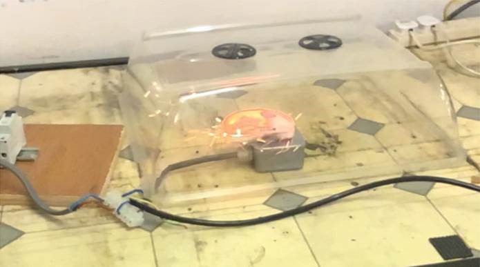 One of the devices exploding during testing for Electrical Safety First. (Electrical Safety First/PA)