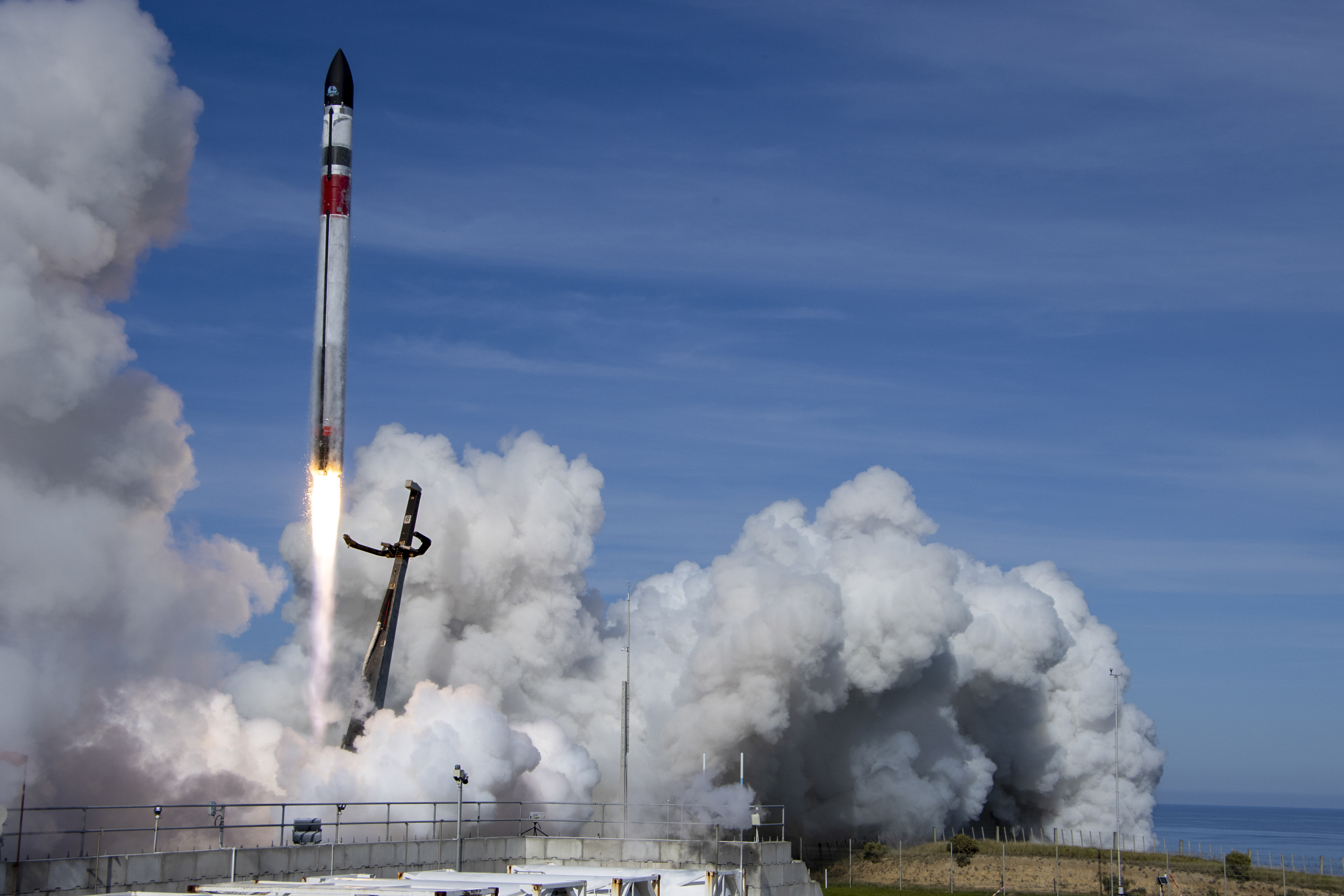 The Electron rocket blasts off for its "There And Back Again" mission