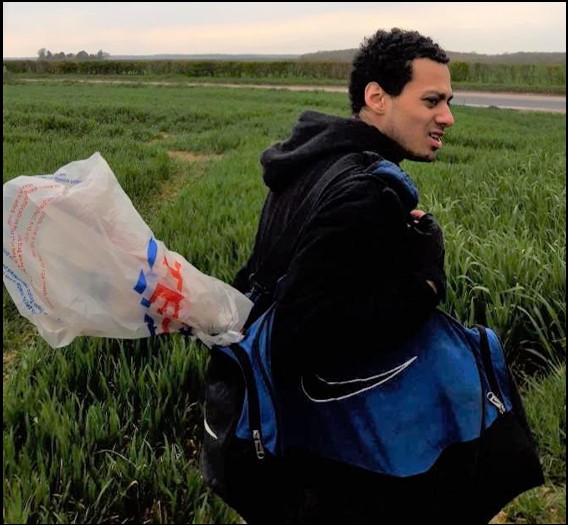 Callum Wheeler walking near Pond Lane, Aylesham, Kent on April 28 last year, carrying what prosecutors claim was the weapon he used to kill PCSO Julia James the previous day. (Gavin Tucker/PA)