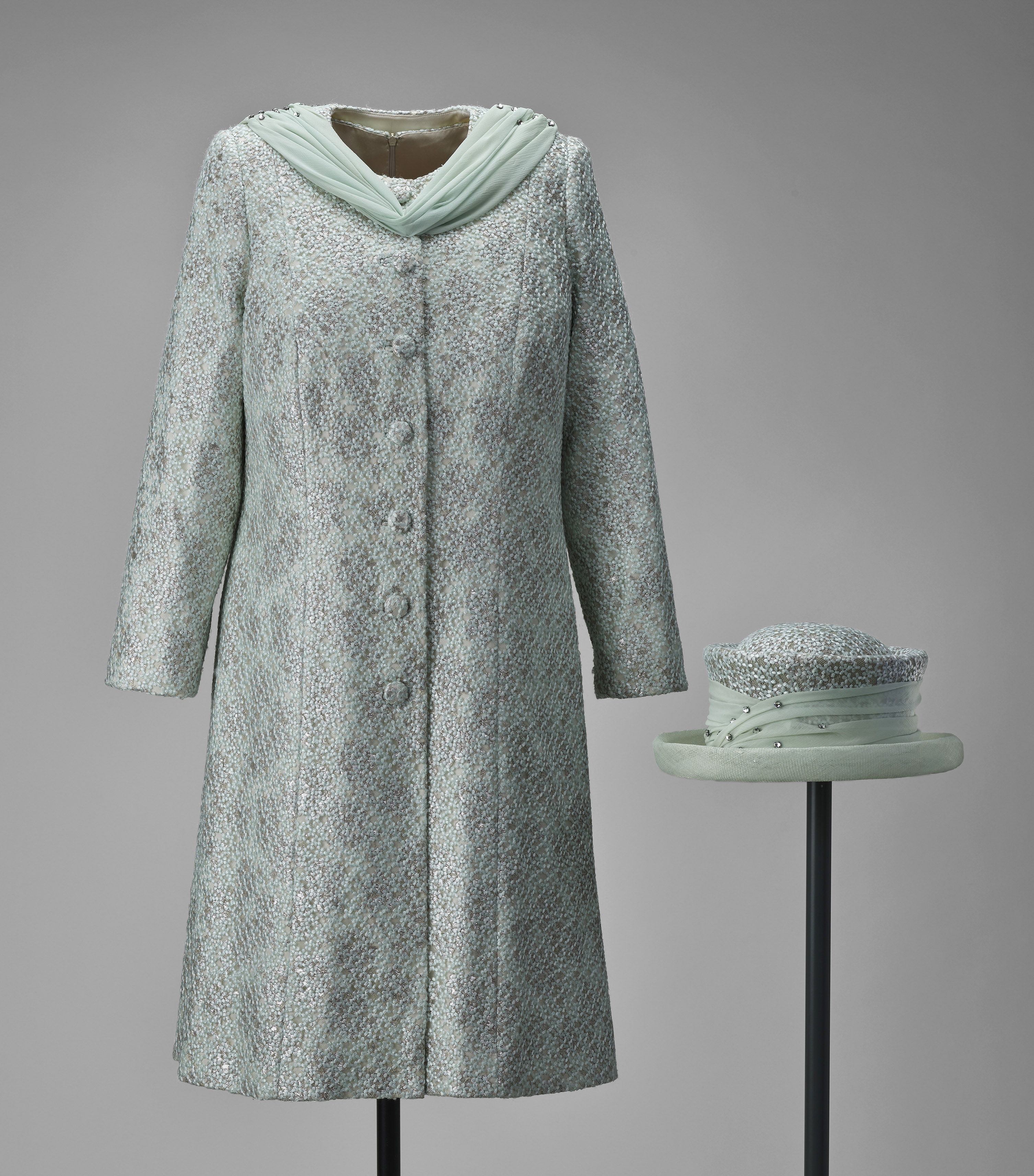 Outfit worn by the Queen on the occasion of her Diamond Jubilee in 2012, designed by Angela Kelly.
