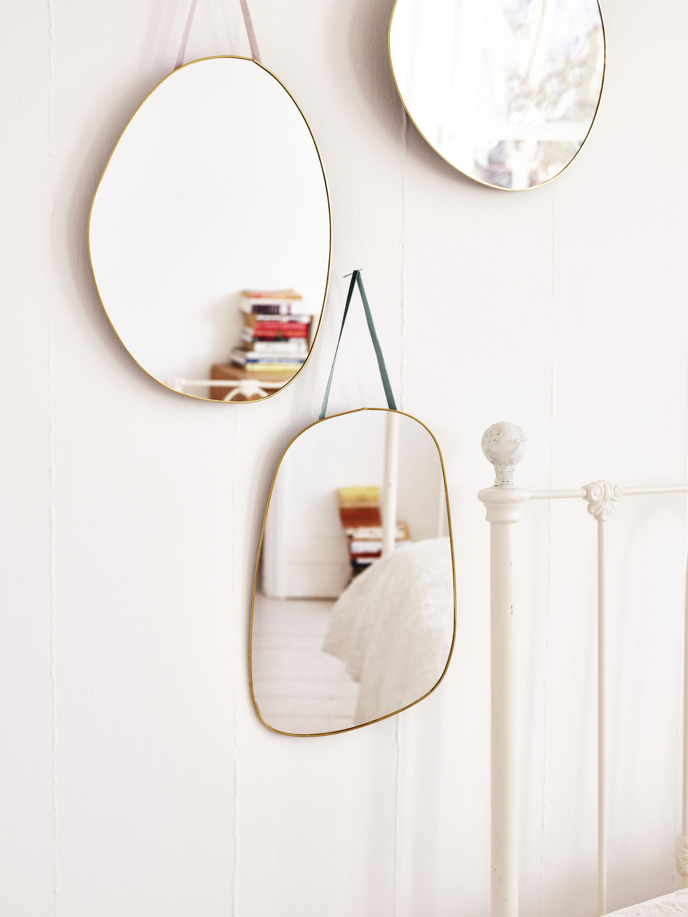 Pebble Hanging Gold & Glass Wall Mirrors Set of Three, Oliver Bonas