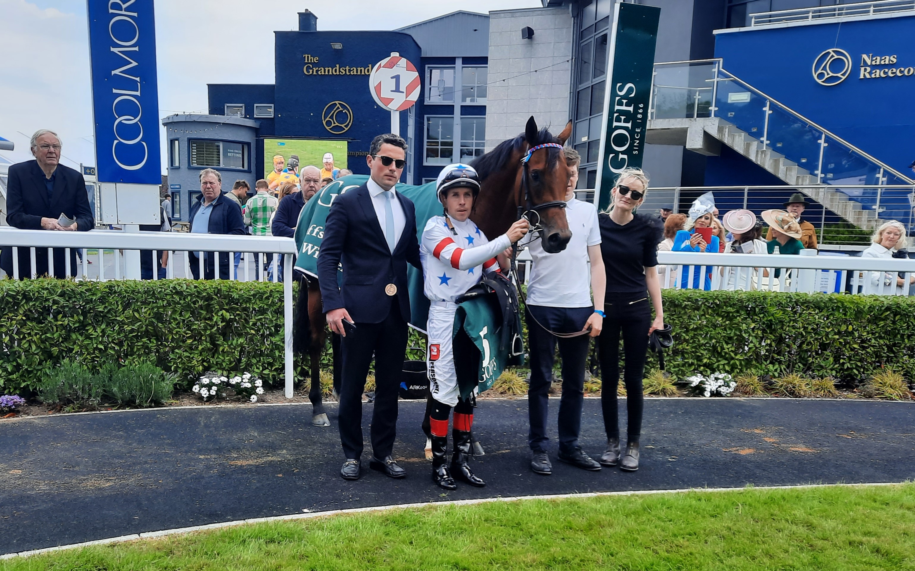 Twilight Jet and connections following victory in the Goffs Lacken Stakes