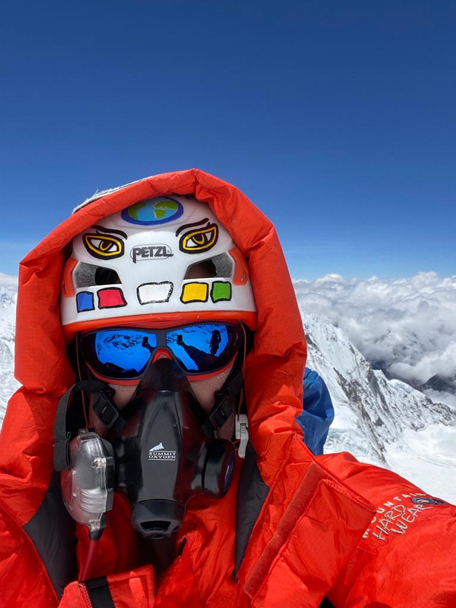 British mountaineer Kenton Cool at the summit of Mount Everest