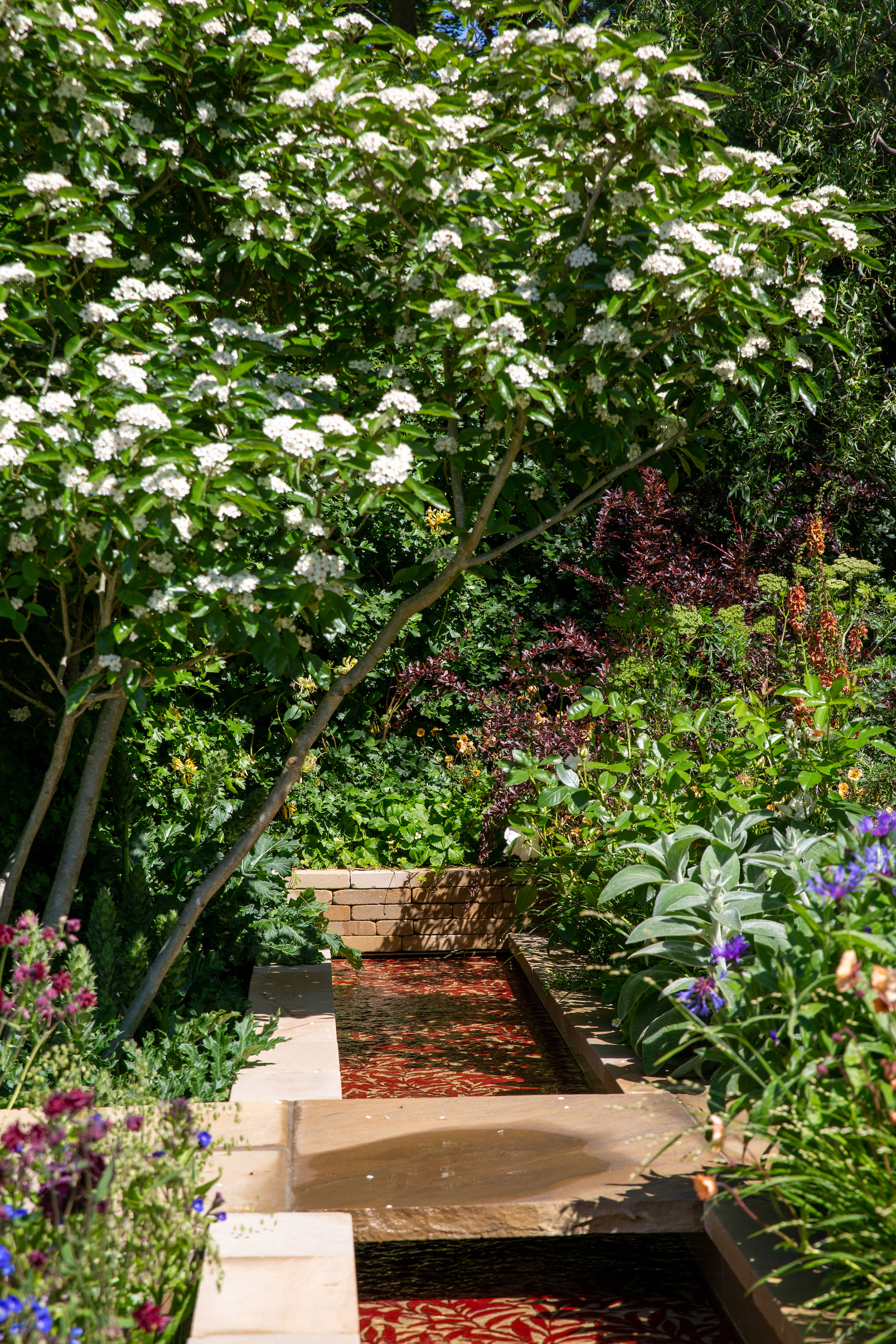 Repurposed paving offcuts in the Morris & Co show garden (Natalia Odescalchi/PA)