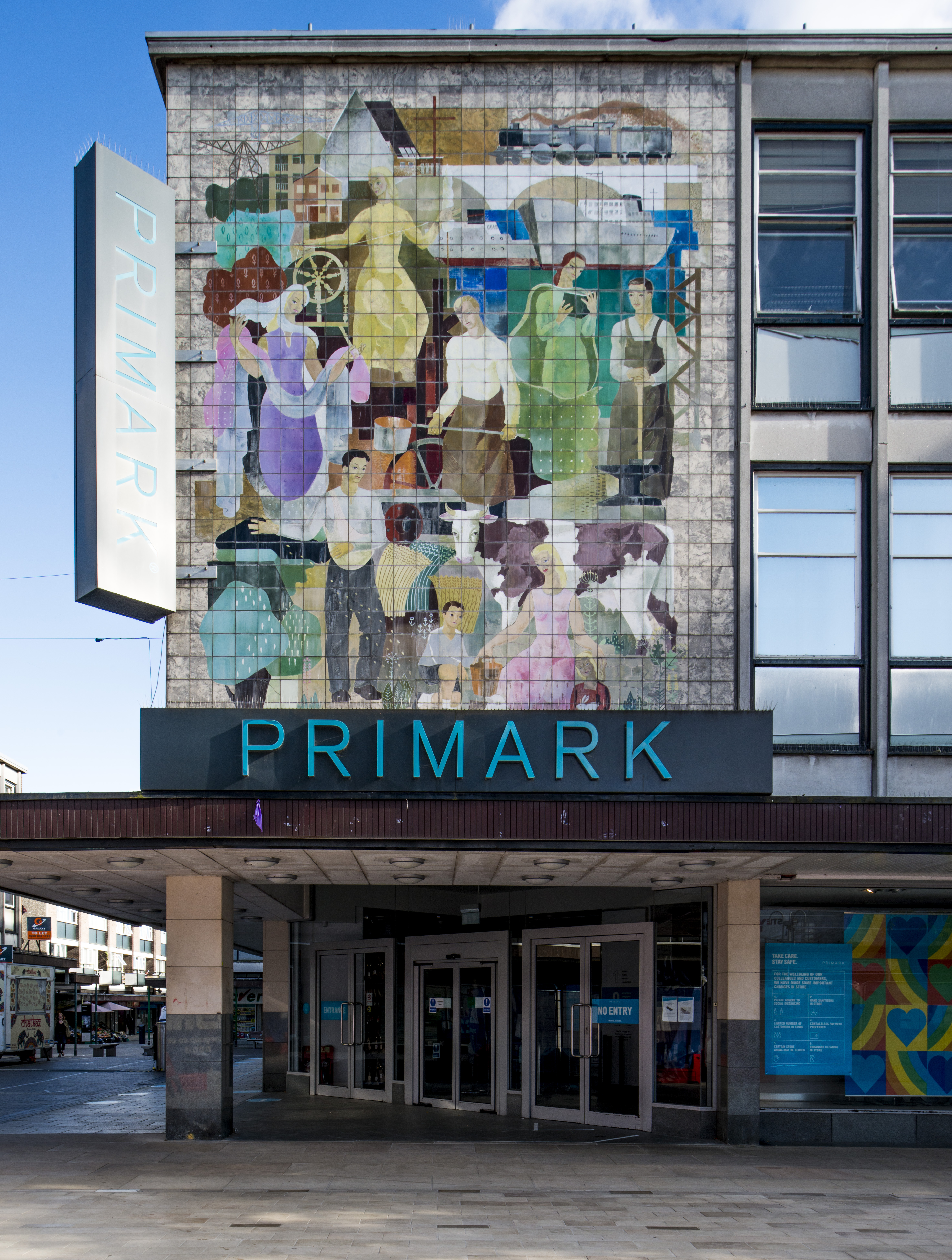Co-operative House in Stevenage, which is now a Primark store, opened in 1958 with its colourful tiled mural by the artist Gyula Bajo. (Historic England/ Elain Harwood/ PA)