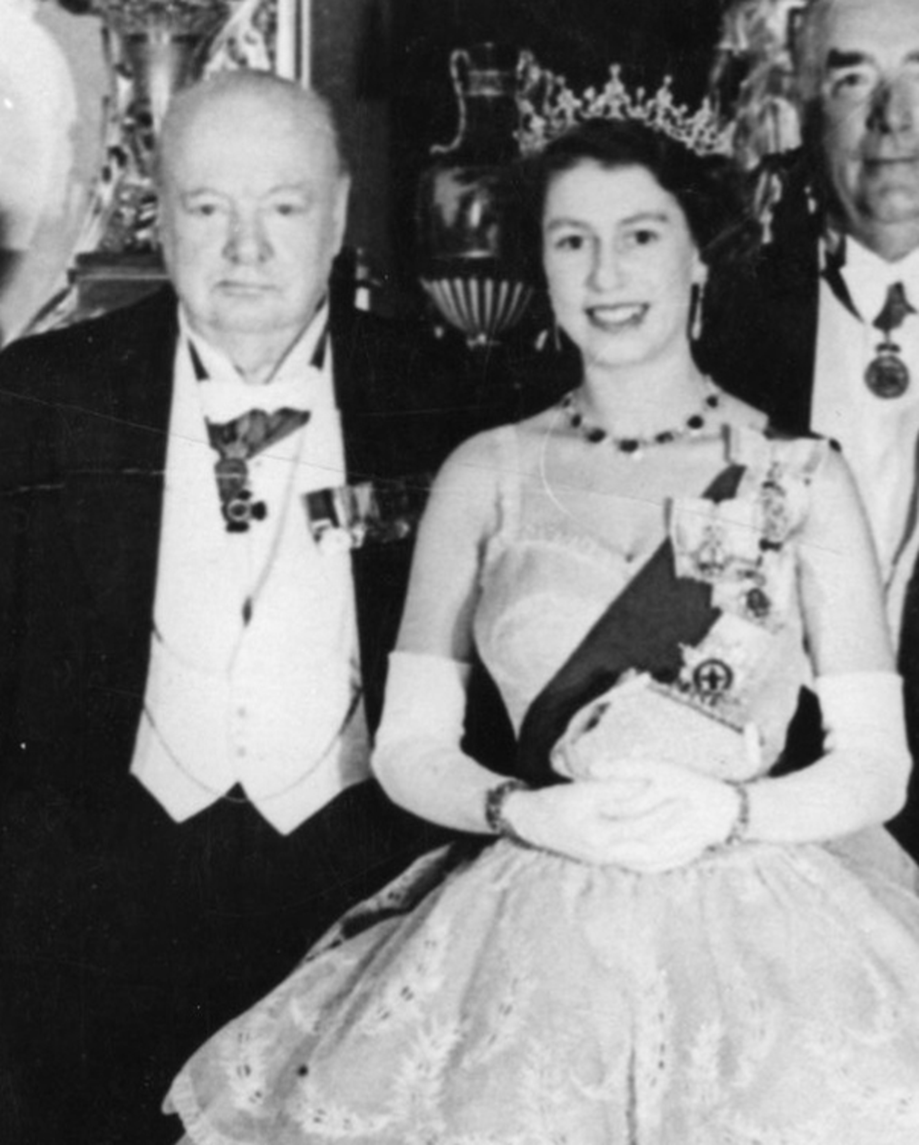 Prime Minister Winston Churchill and the Queen Elizabeth in 1952