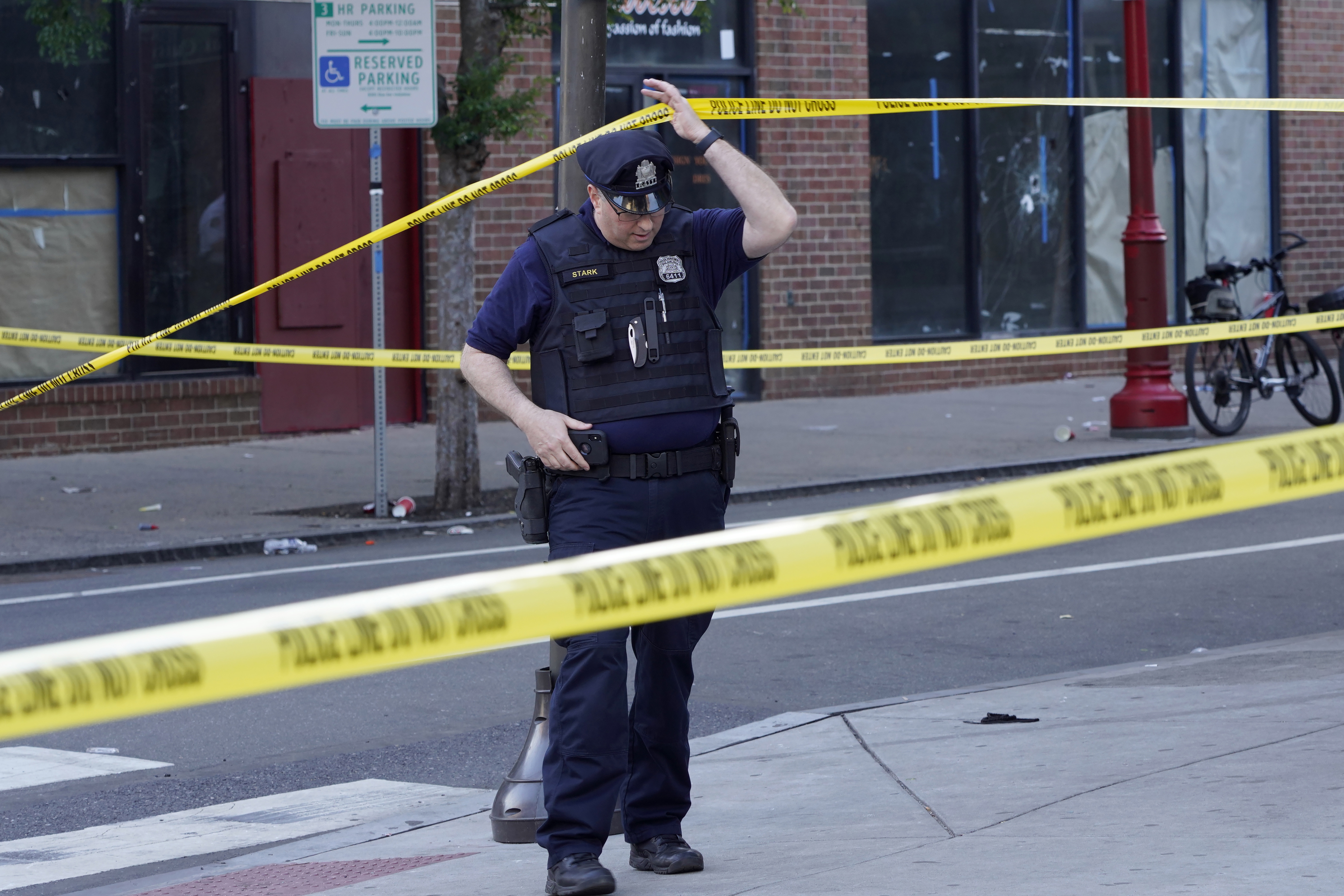 Police officer at the scene of the shooting