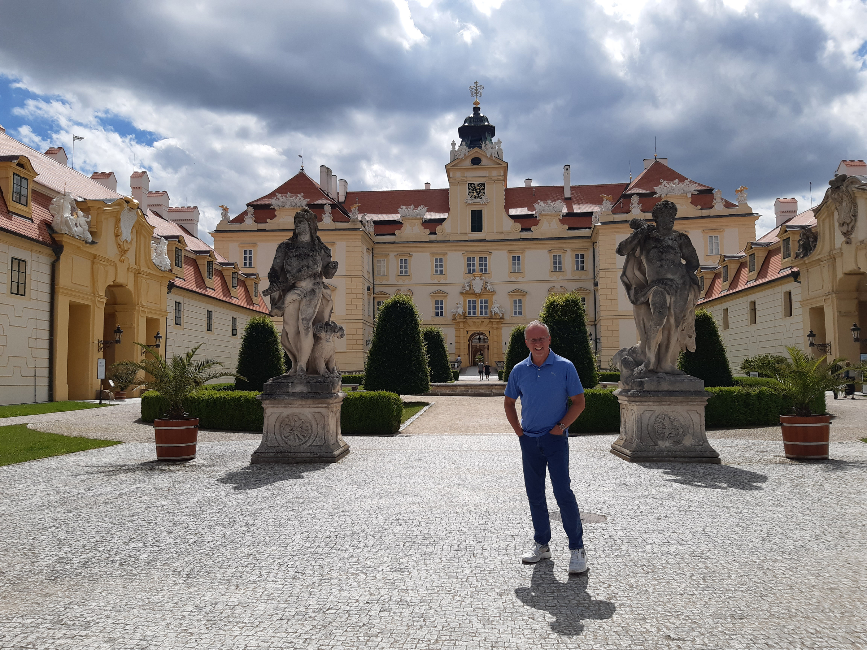 Chris outside the magnificent Valtice Castle, once owned by the famous Liechtenstein family (Chris Wiltshire/PA)