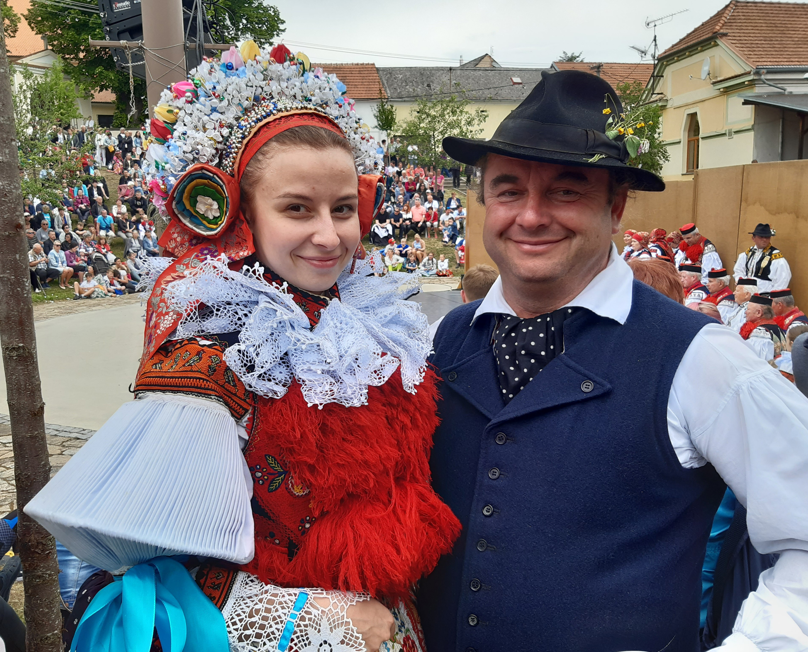 Two of the villagers show off the colourful costumes that have helped make the Ride of the Kings event a UNESCO intangible heritage festival (Chris Wiltshire/PA)