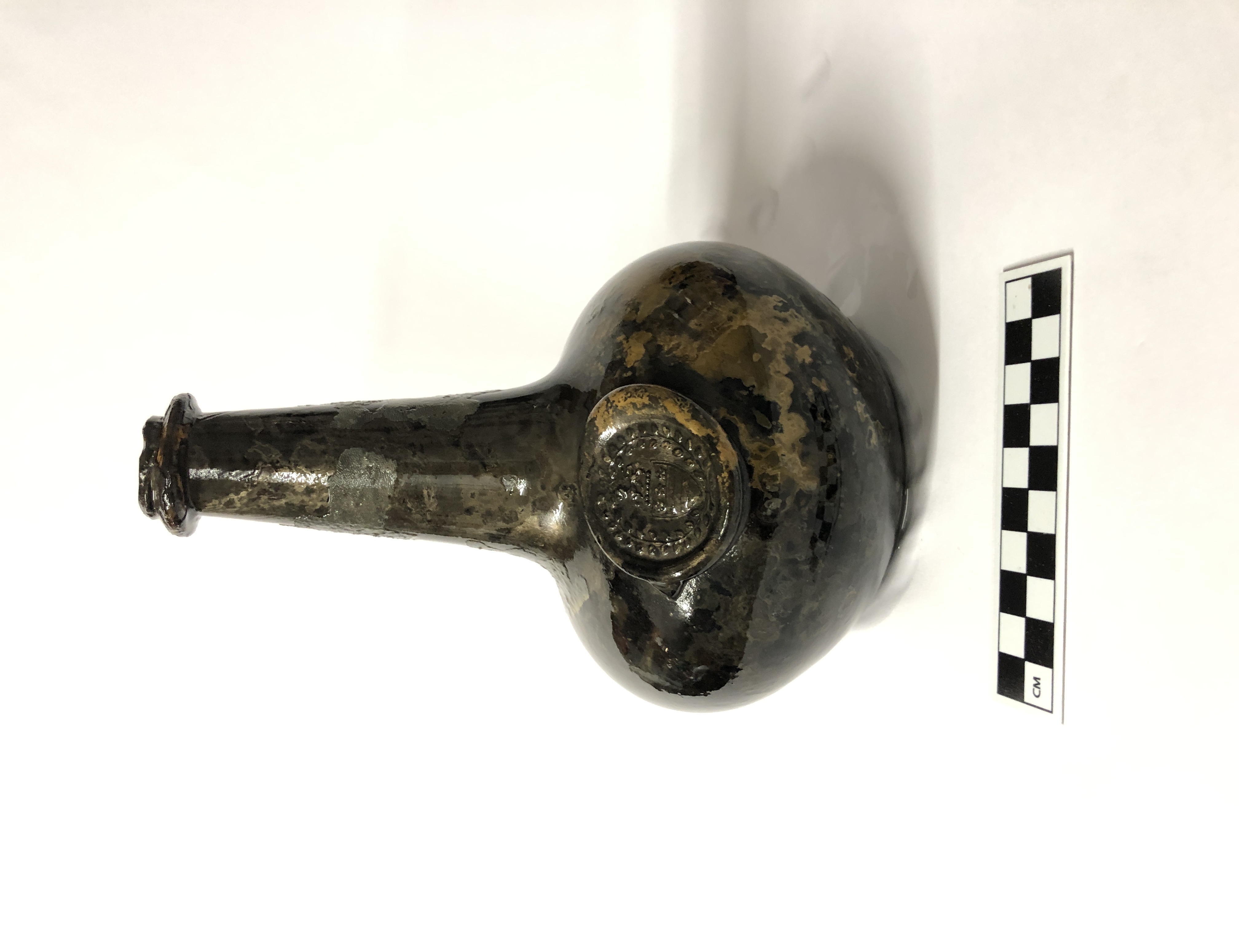 One of the bottles found with the wreck bears a glass seal with the crest of the Legge family - ancestors of George Washington, the first US President. (Norfolk Historic Shipwrecks/ PA)