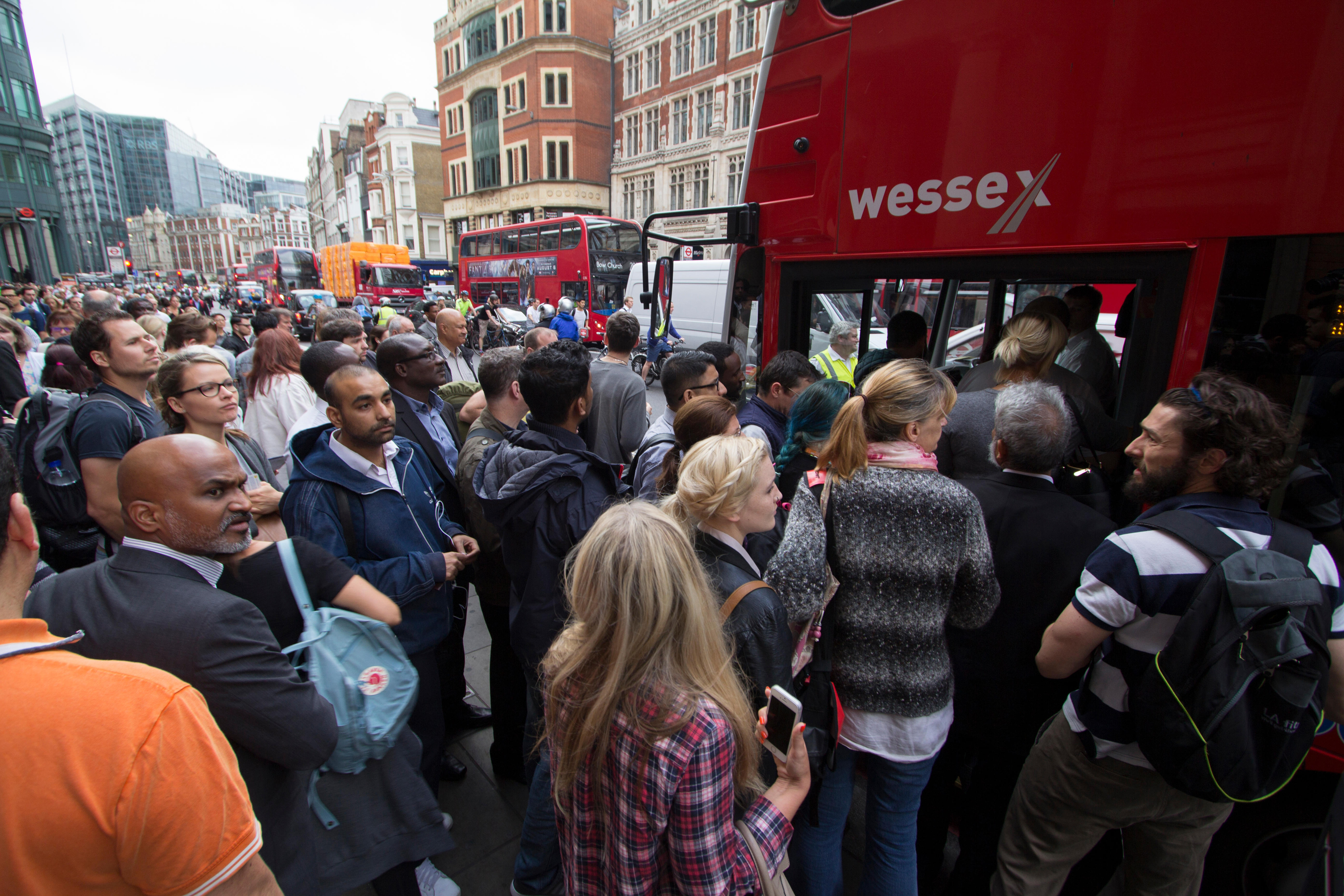 Bus queues during London Underground tube strike