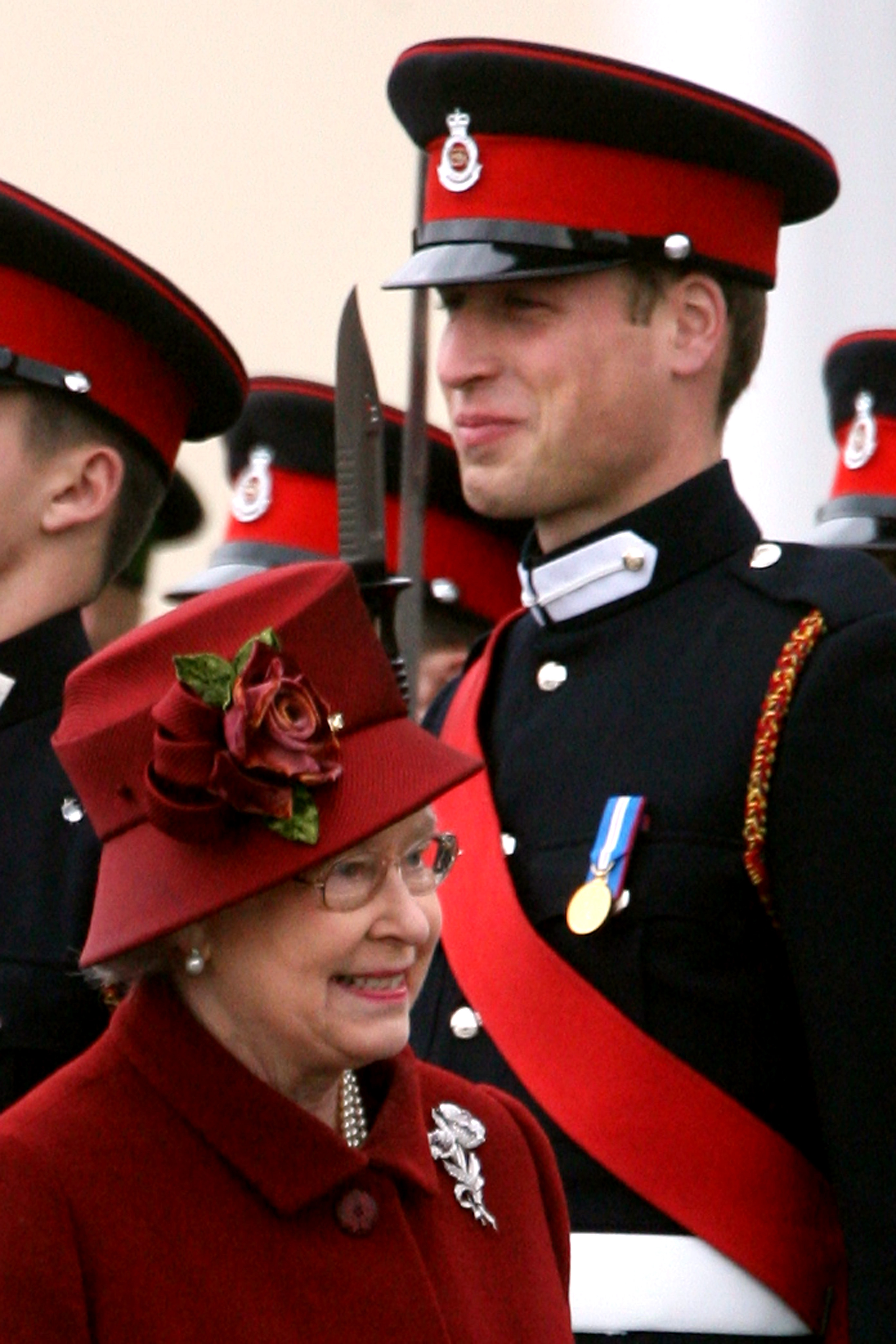 The Queen inspects the graduates, including Prince William, in the Sovereign's Parade at Sandhurst in 2006 
