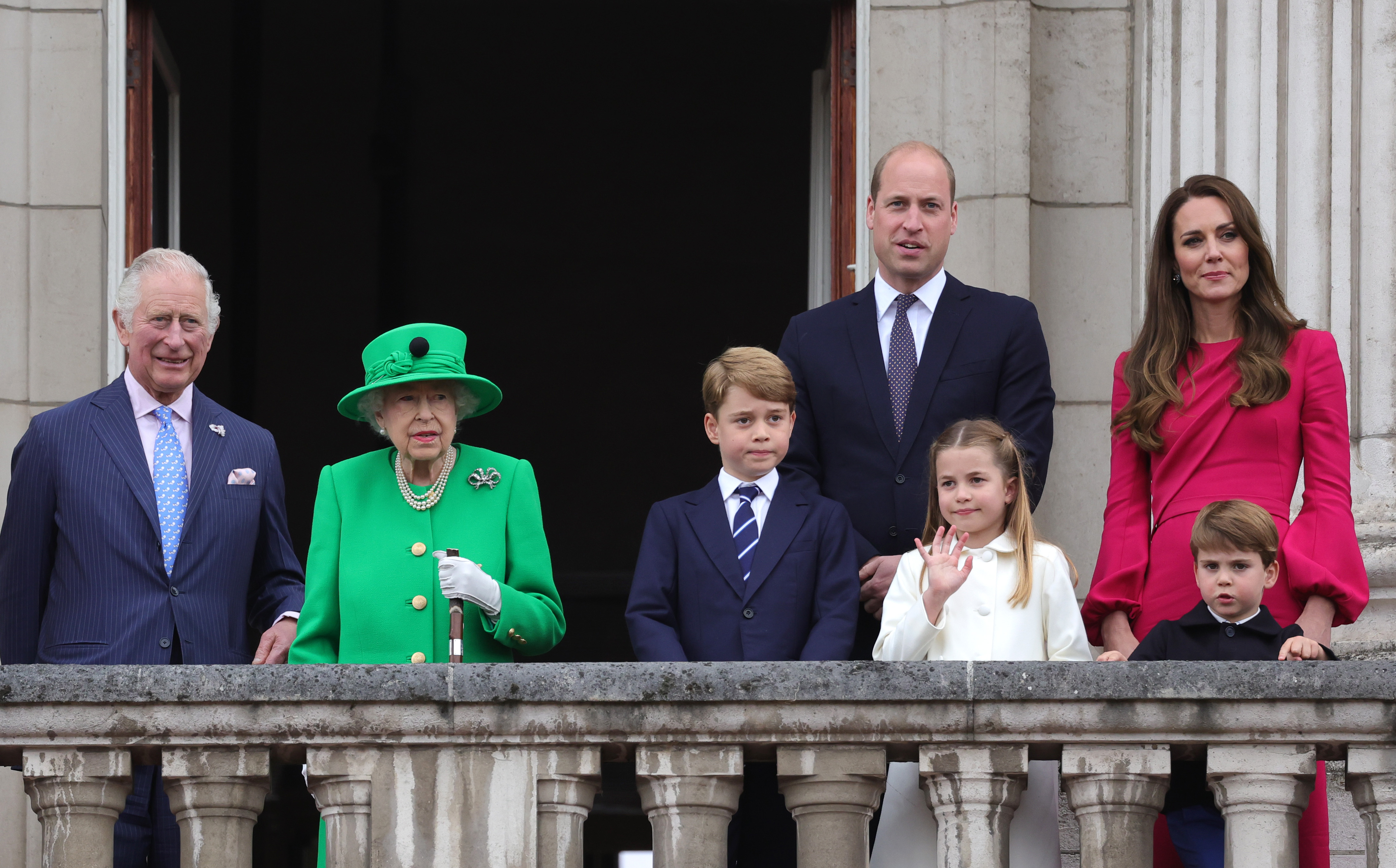 William with his family on the Palace balcony during the Platinum Jubilee