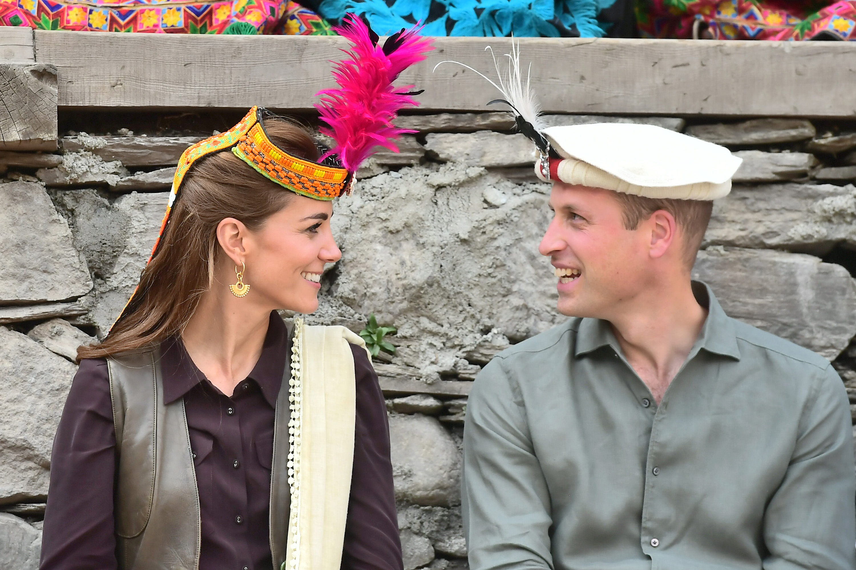 The Duke and Duchess of Cambridge during a visit to a settlement of the Kalash people in Chitral, Pakistan 