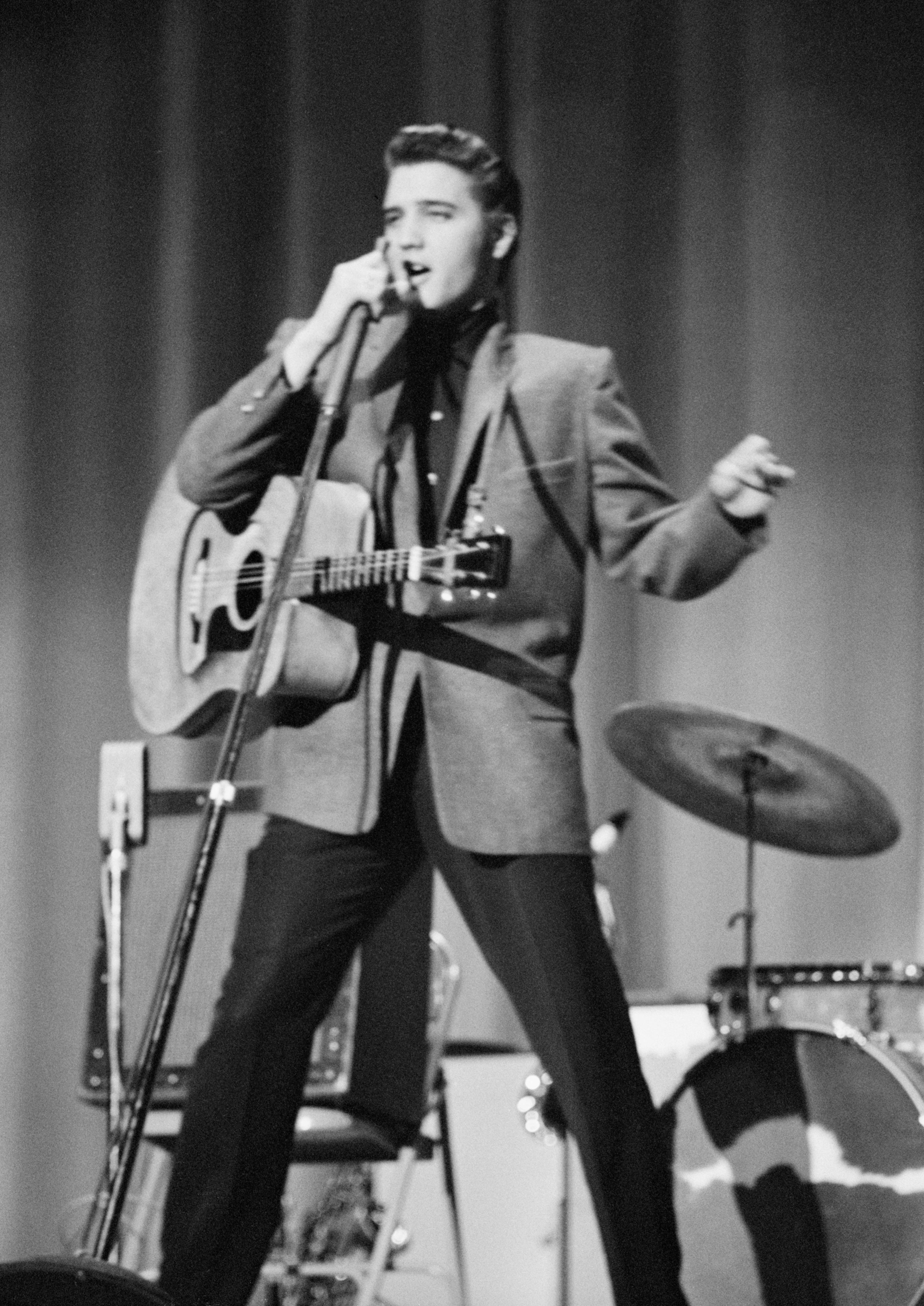 Elvis Presley, performing on stage, May 26, 1956