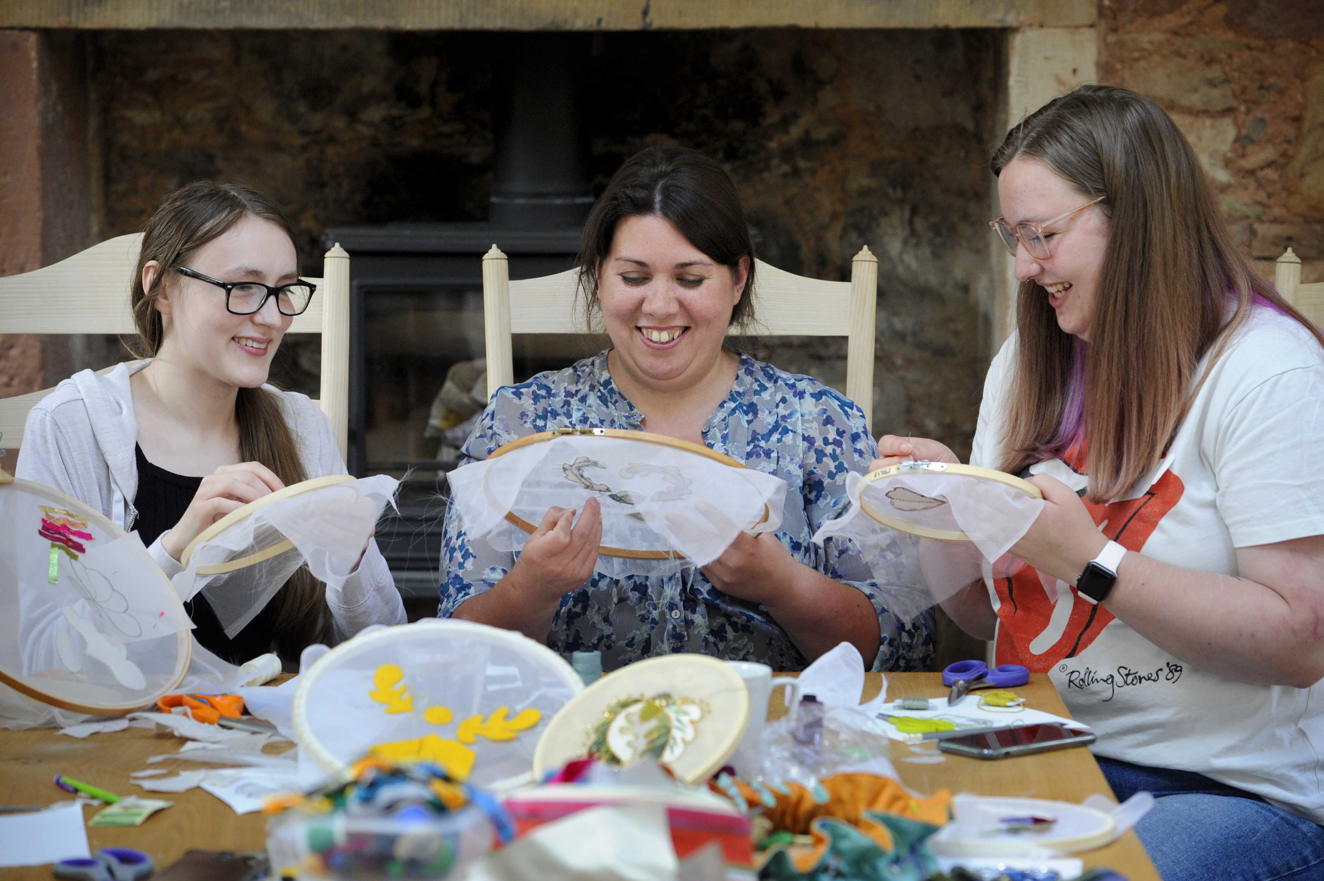 People sewing