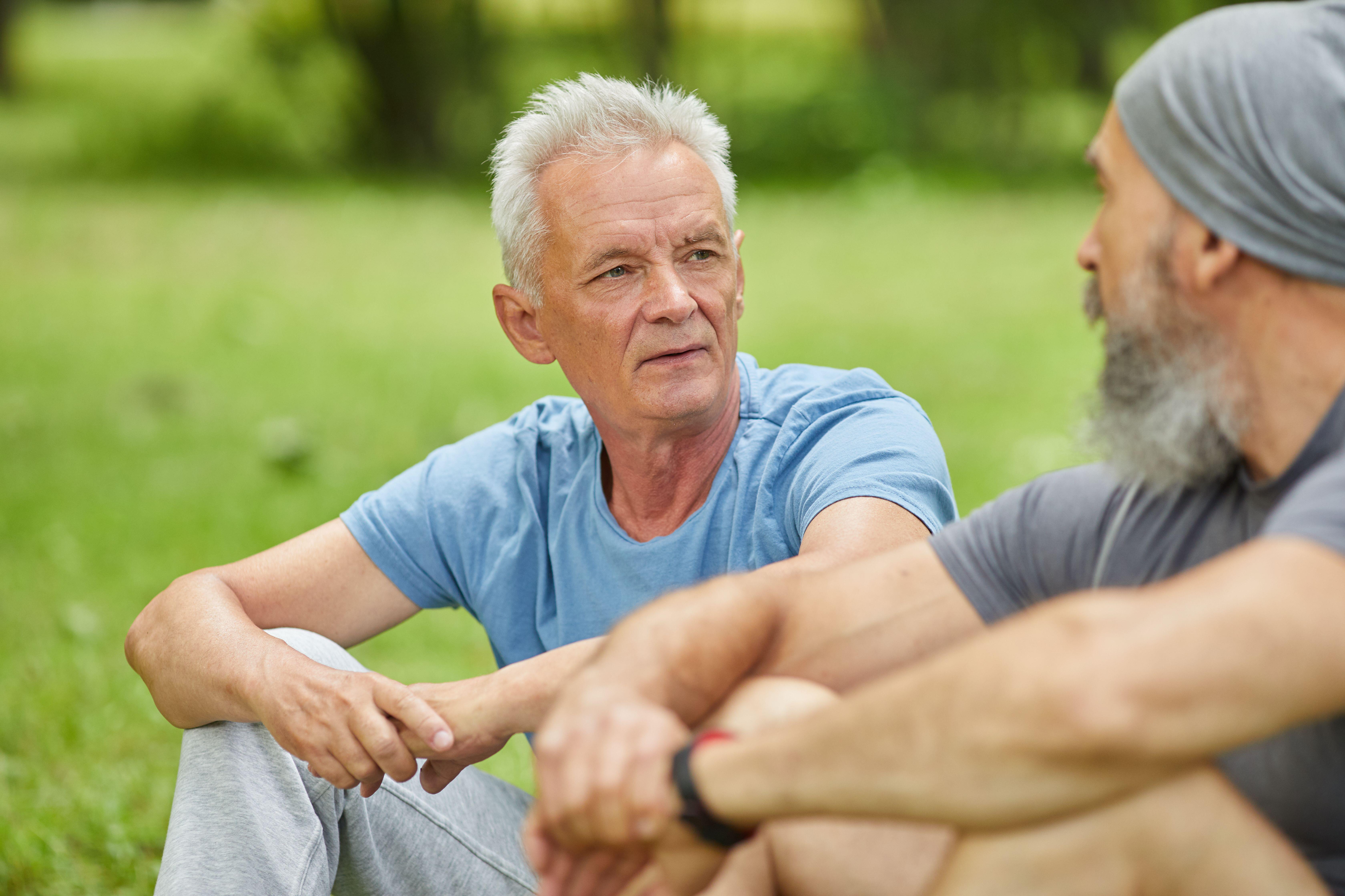 Two men talking