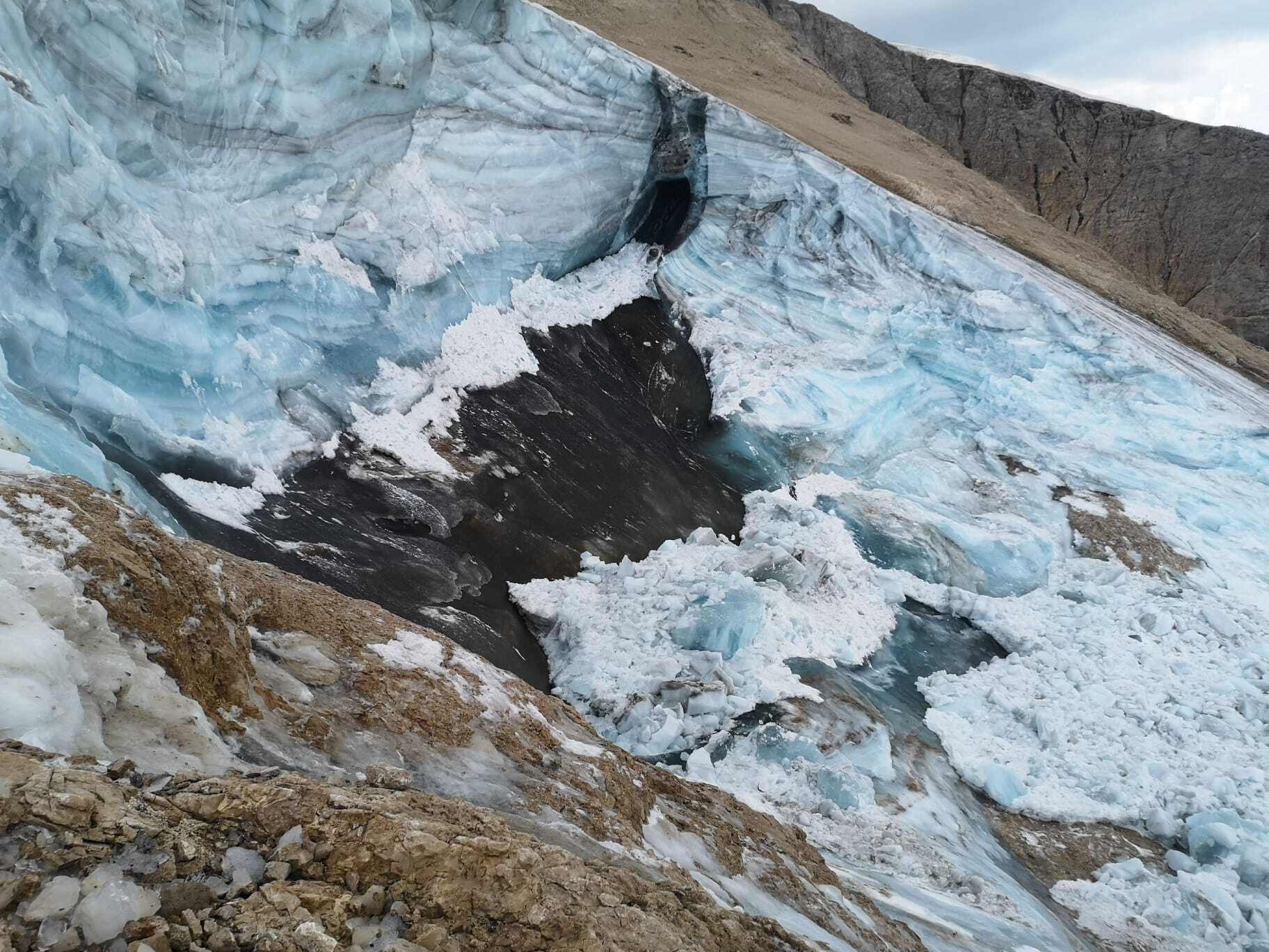A large chunk of the glacier broke loose 