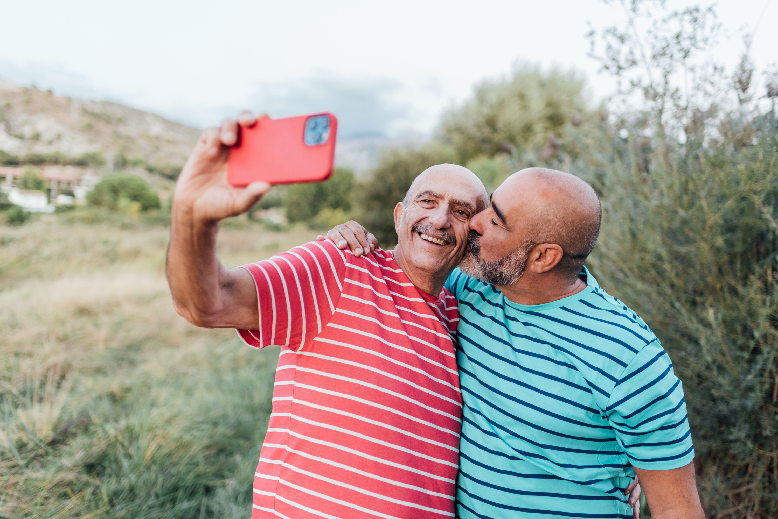 gay couple taking a selfie