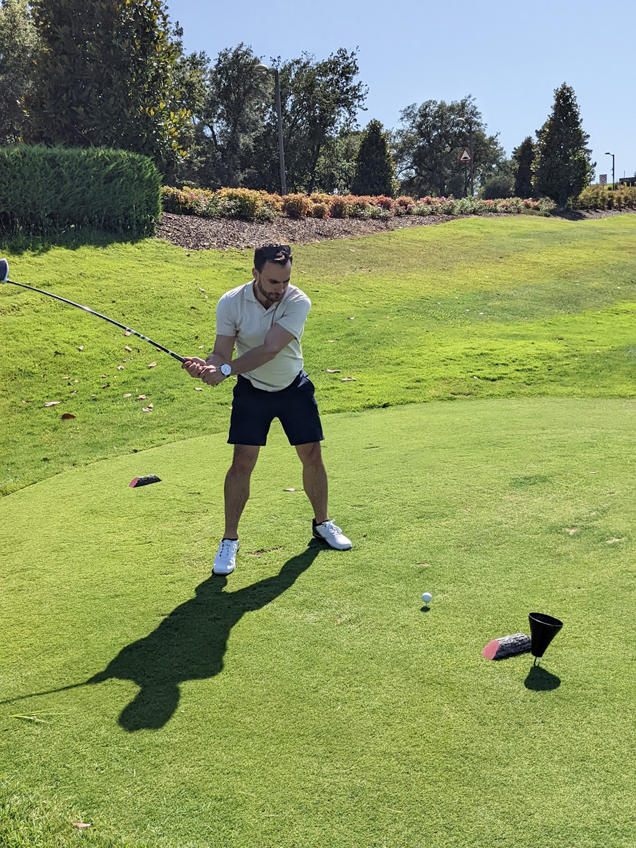 Jonjo Maudsley tees off at PGA Catalunya resort (Jonjo Maudsley/PA)