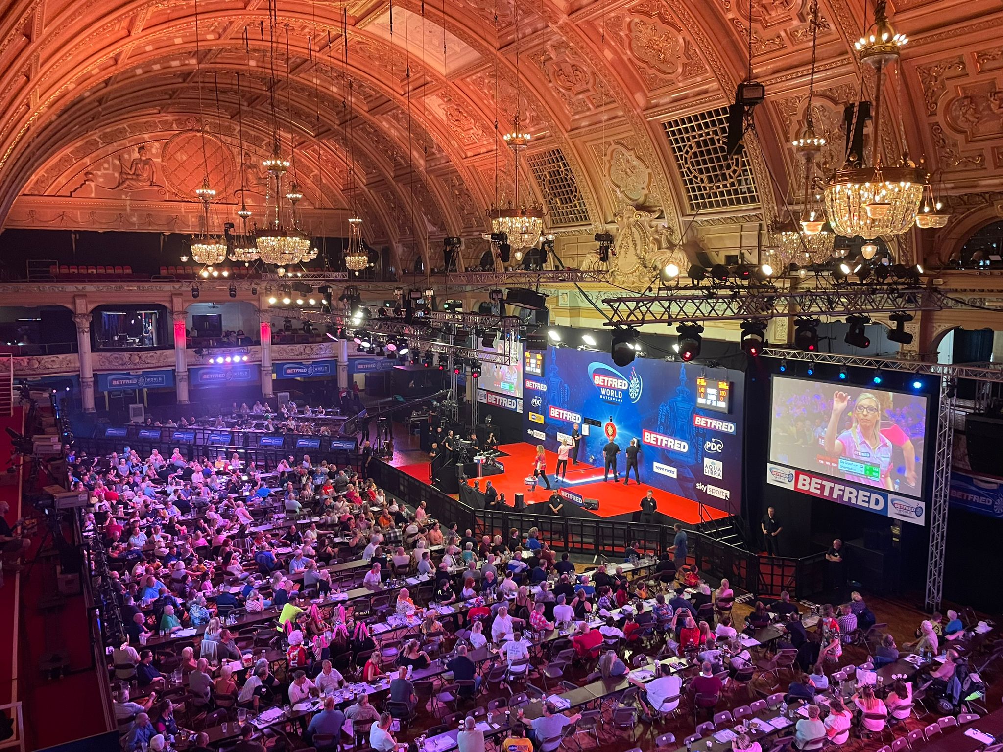 Fallon Sherrock during the final of the Women's World Matchplay final at Blackpool's Winter Gardens