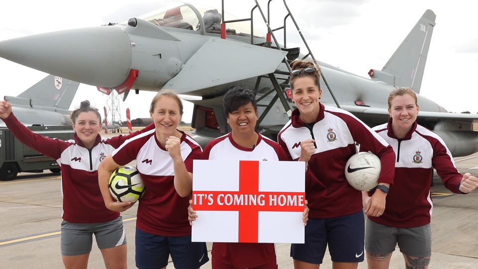 The RAF and RAF Coningsby station women’s football teams sent good luck messages 
