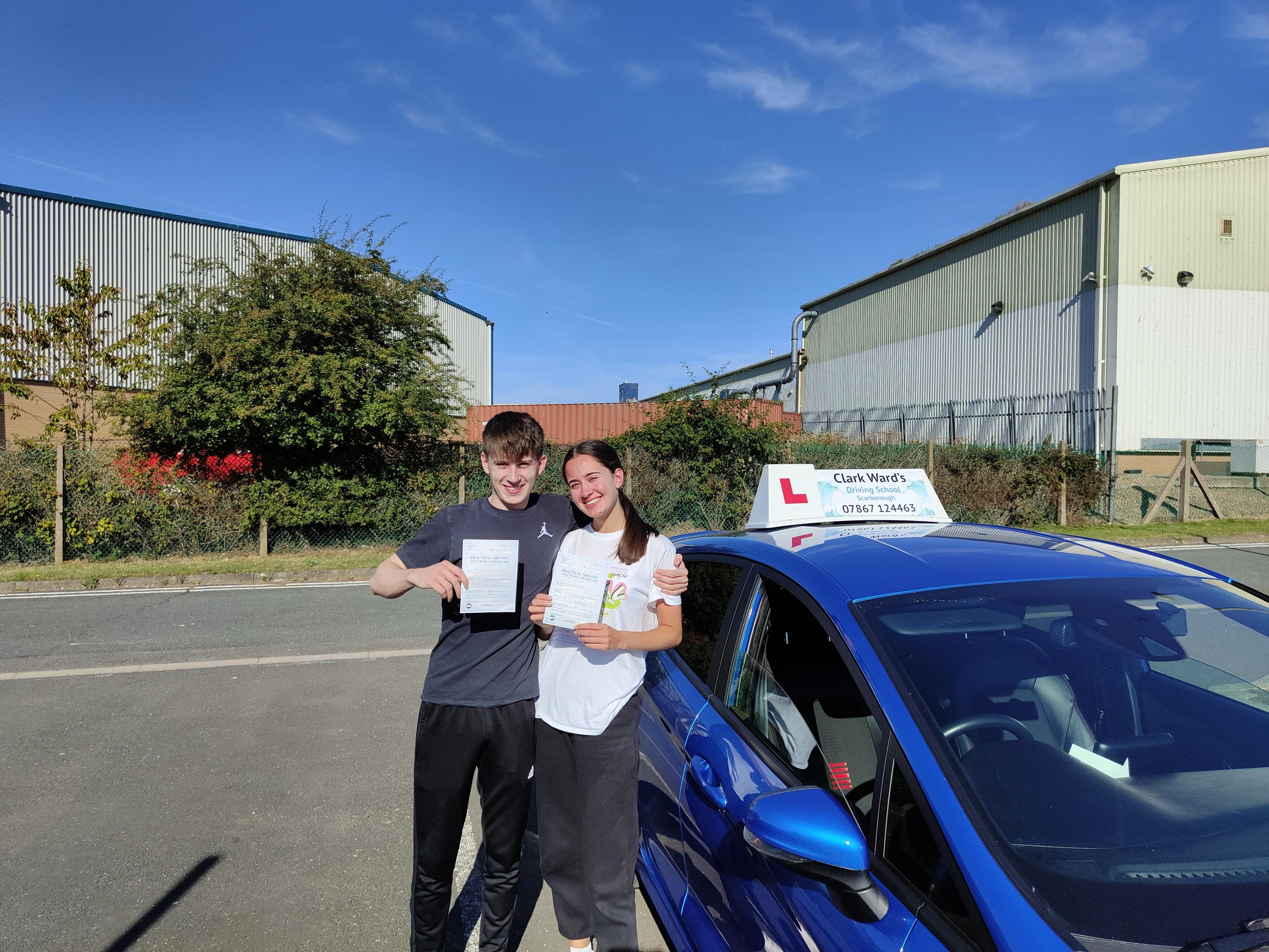 Twins Alfie and Emma Willis passed their driving test at the same time