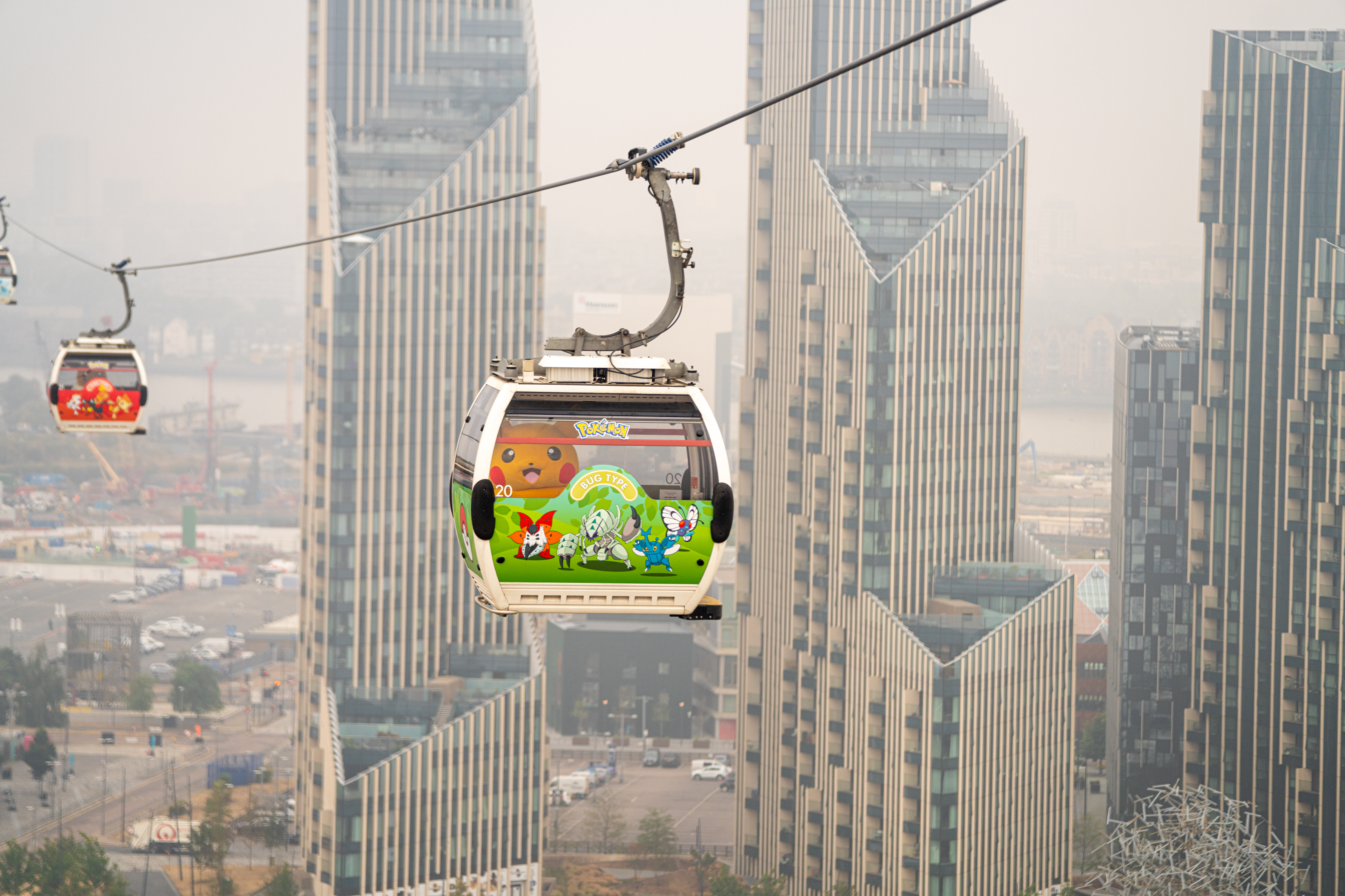 Pikachu on cable car