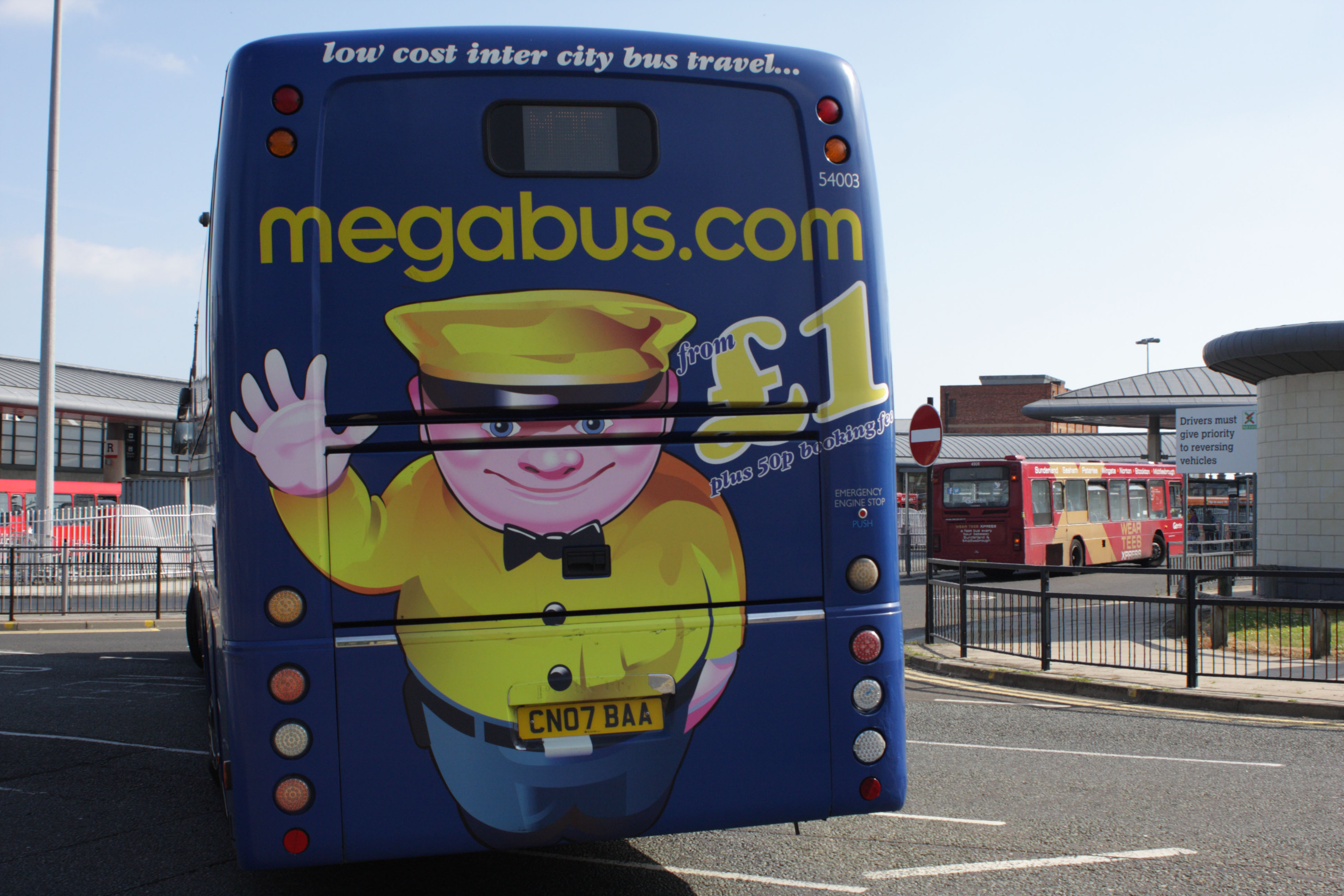 Megabus entering Park Lane Interchange, Sunderland