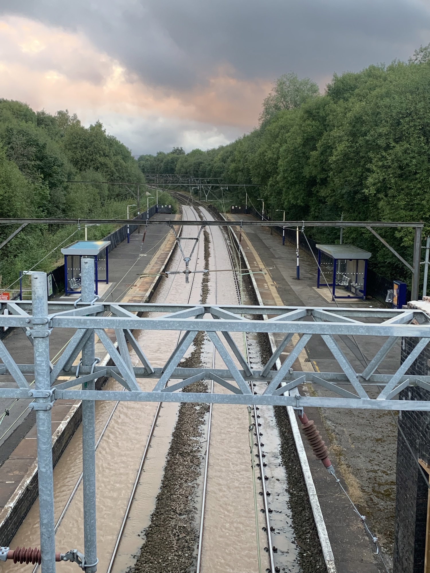 Flooded railway lines