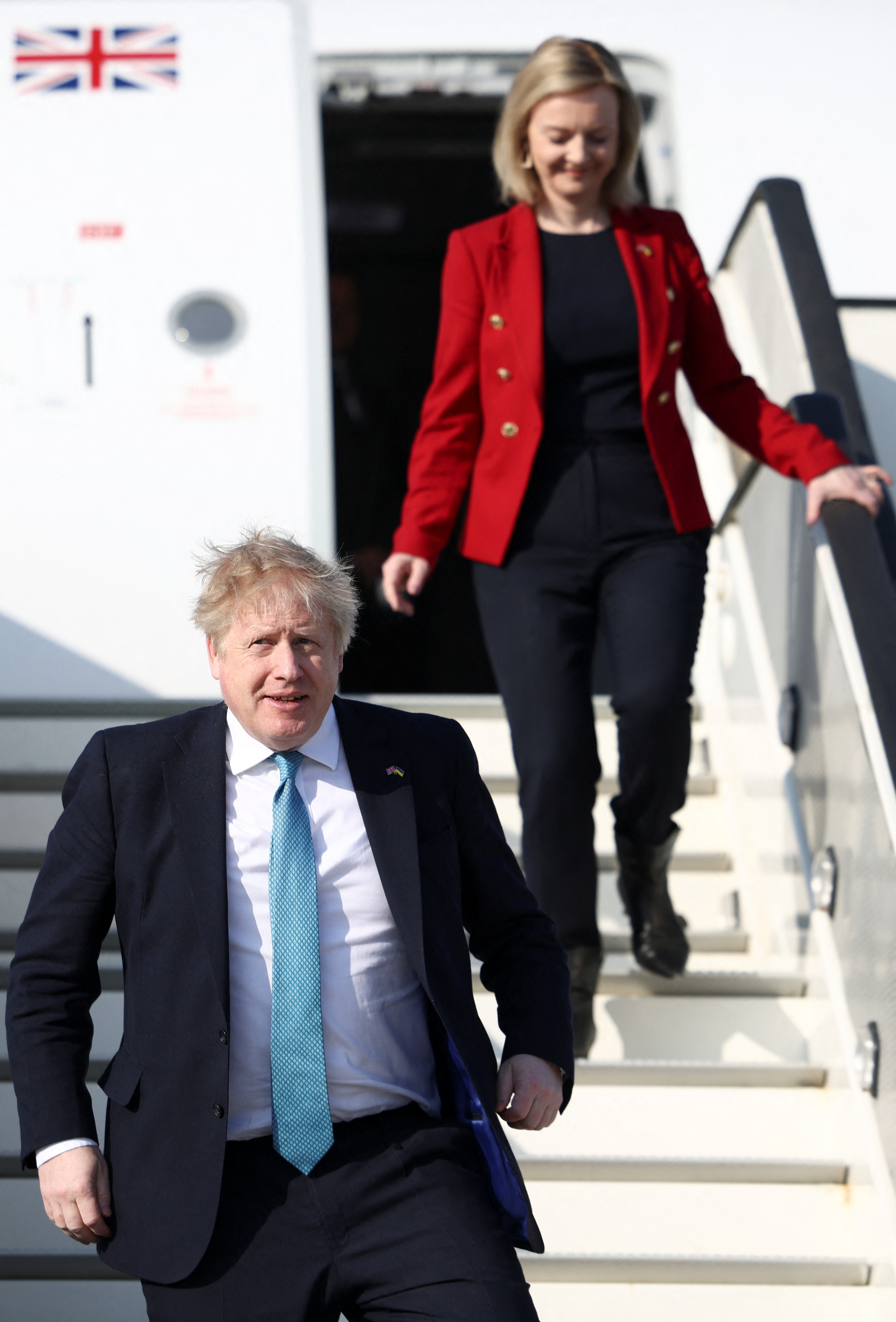 Boris Johnson and  Liz Truss in March