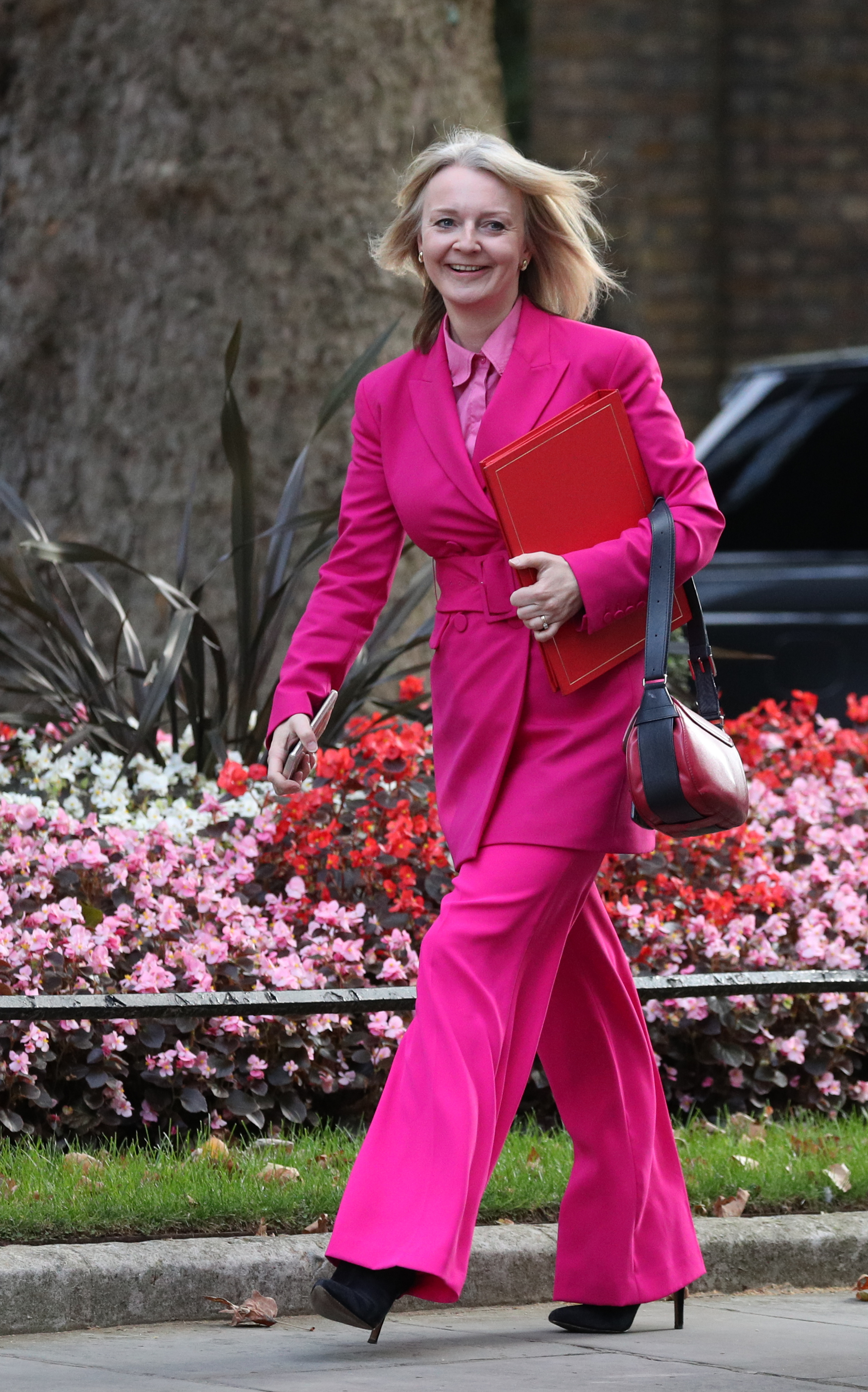 Then International Trade Secretary Liz Truss arrives for a cabinet meeting at 10 Downing Street, London, in 2019